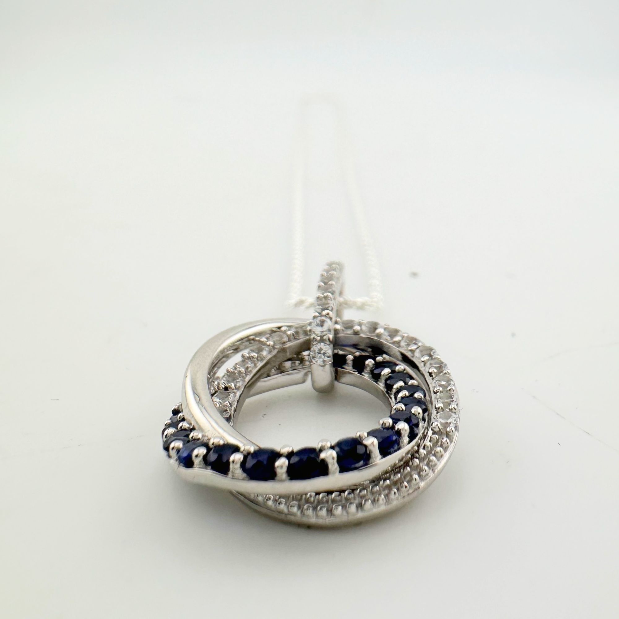 Other Blue and White Sapphire (Lab Created) Interlocking Loops Pen Size ONE SIZE - 8 Thumbnail