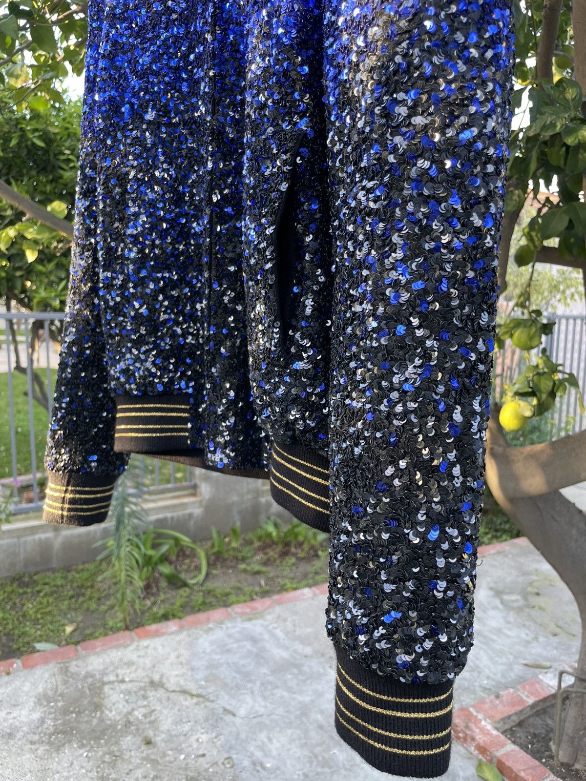 Saint Laurent Paris Saint Laurent Paris Teddy Varsity Sequin Bomber Jacket Blue Size US XS / EU 42 / 0 - 10 Thumbnail