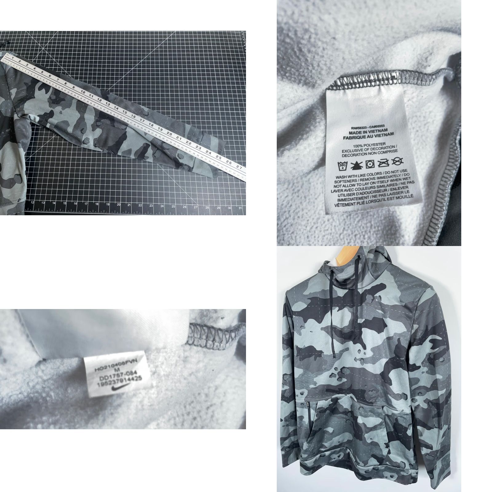 Nike Nike Camouflage Hoodie Men's Medium Gray Therma-Fit Pullover Sweatshirt Size US M / EU 48-50 / 2 - 8 Thumbnail