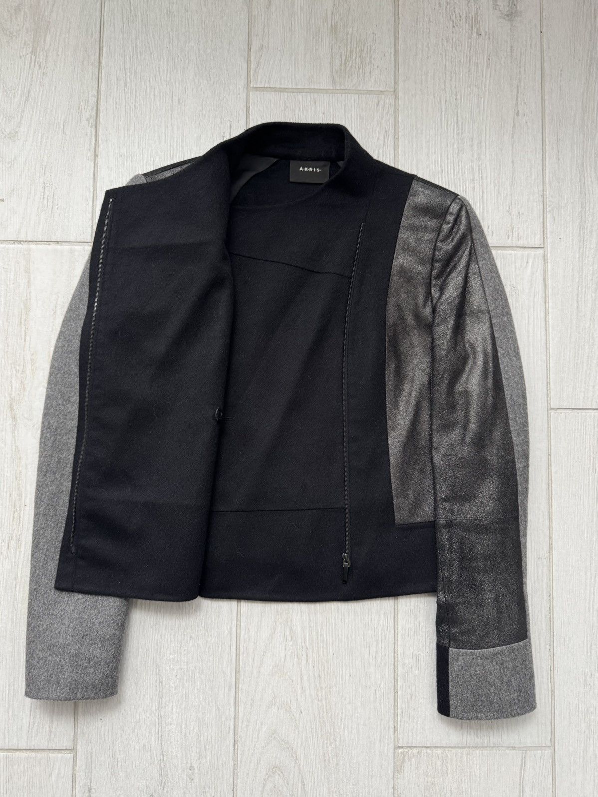 Akris Akris Asymmetric Mixed-Media Wool & Calf Leather Jacket Size M / US 6-8 / IT 42-44 - 6 Thumbnail