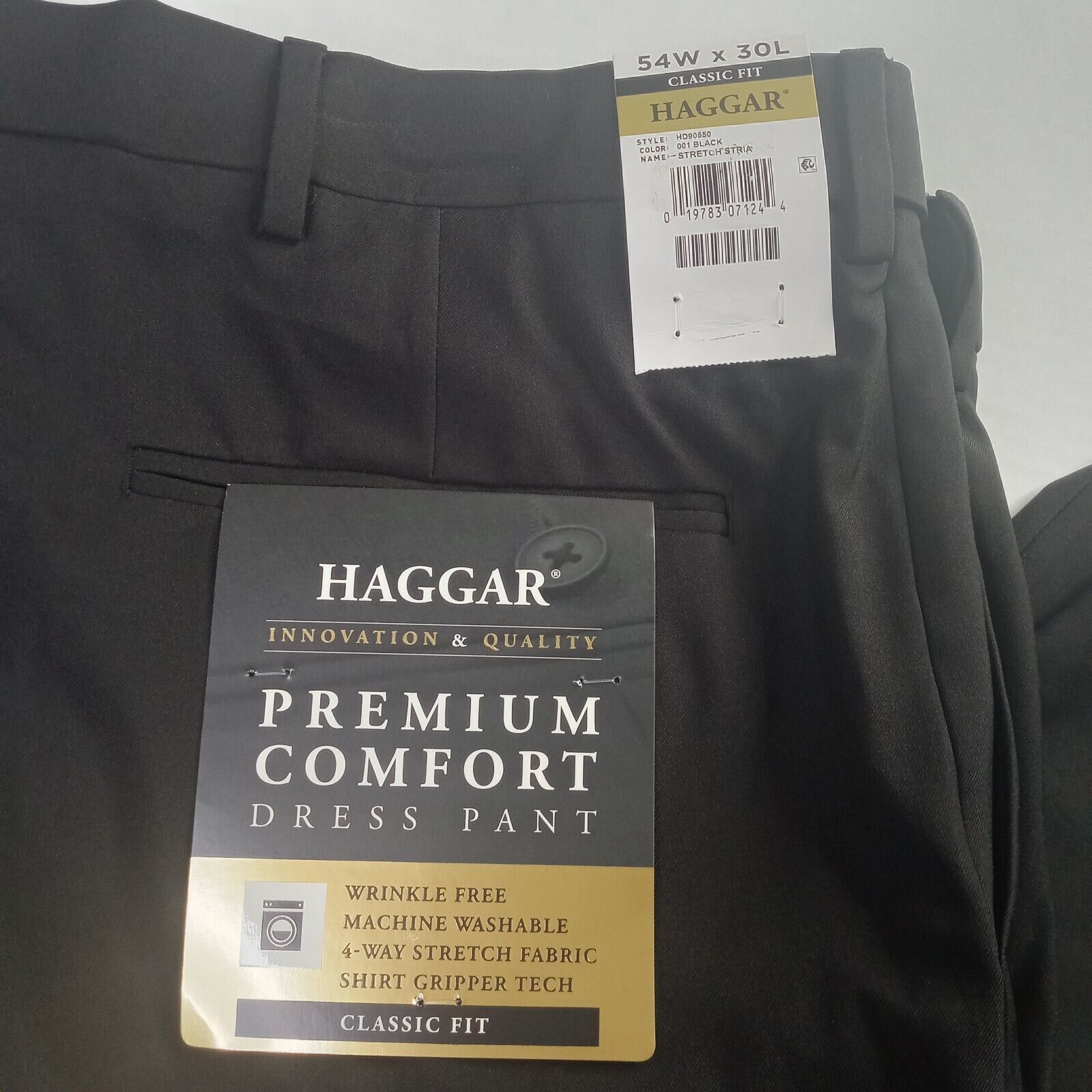 Haggar Haggar Premium Dress Pants Men's 54x30 Black Classic-Fit Size US 44 / EU 60 - 2 Thumbnail