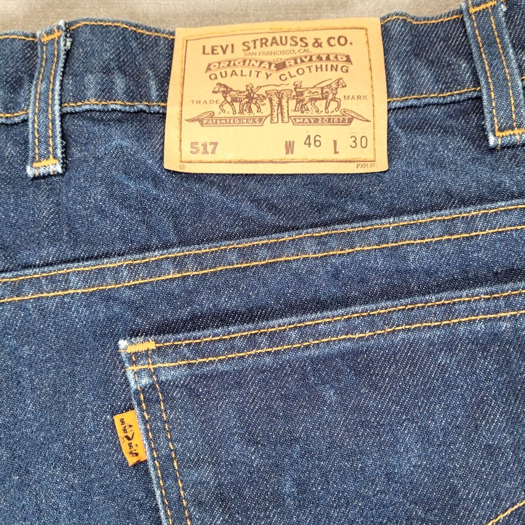 Levi's VINTAGE Levis 517 Orange Tab Mens 46x30 Blue Denim Bootcut Jeans Made USA 1096 Size US 30 / EU 46 - 5 Thumbnail
