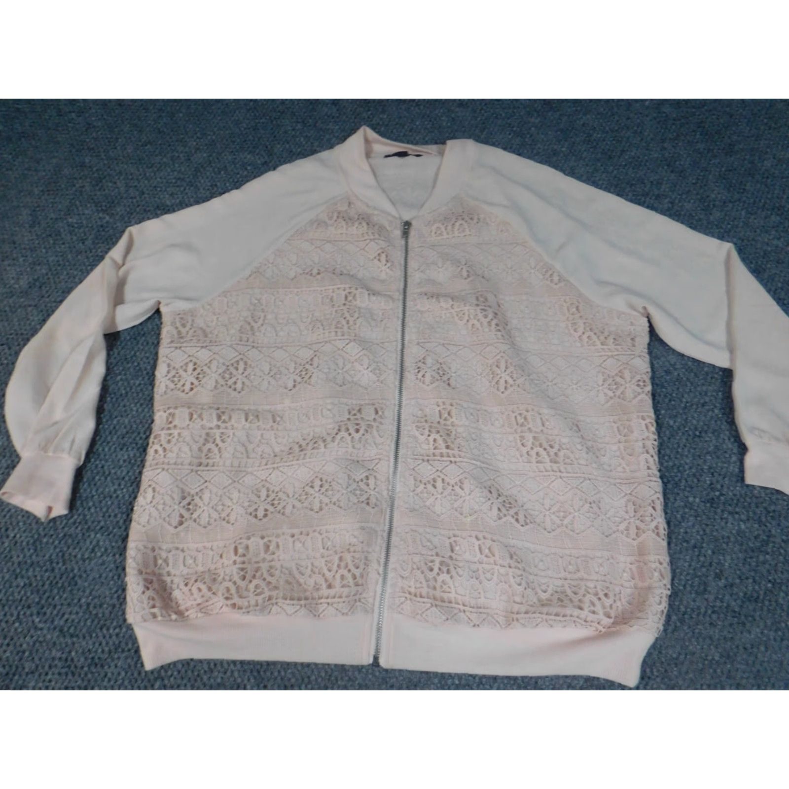Vintage Signature Jacket Womens 1X Plus Pink Full Zip Canvas Cotton Lining Casual Spring Fall Cardigan? Size XL / US 12-14 / IT 48-50 - 2 Thumbnail