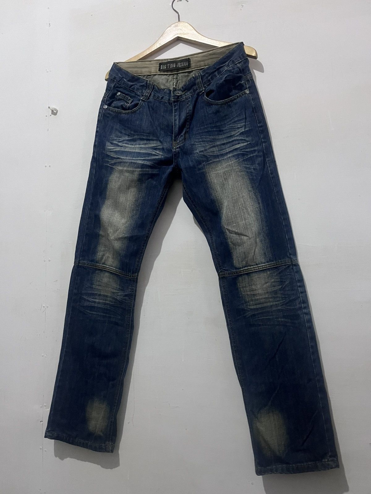 Isamu Katayama Backlash Vintage Y2K Biker Jeans", "Distressed Faded Denim" Size US 32 / EU 48 - 4 Thumbnail