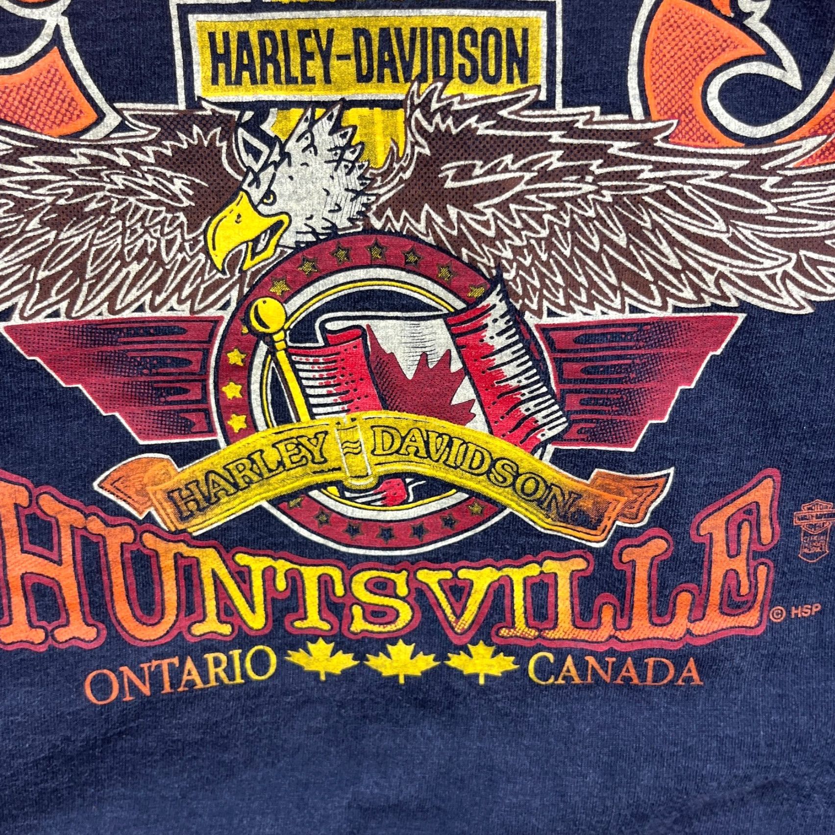 Harley Davidson VINTAGE Harley-Davidson T-Shirt Large Men 90s Eagle Sun Faded Black Canada Huntsville Size US L / EU 52-54 / 3 - 3 Thumbnail