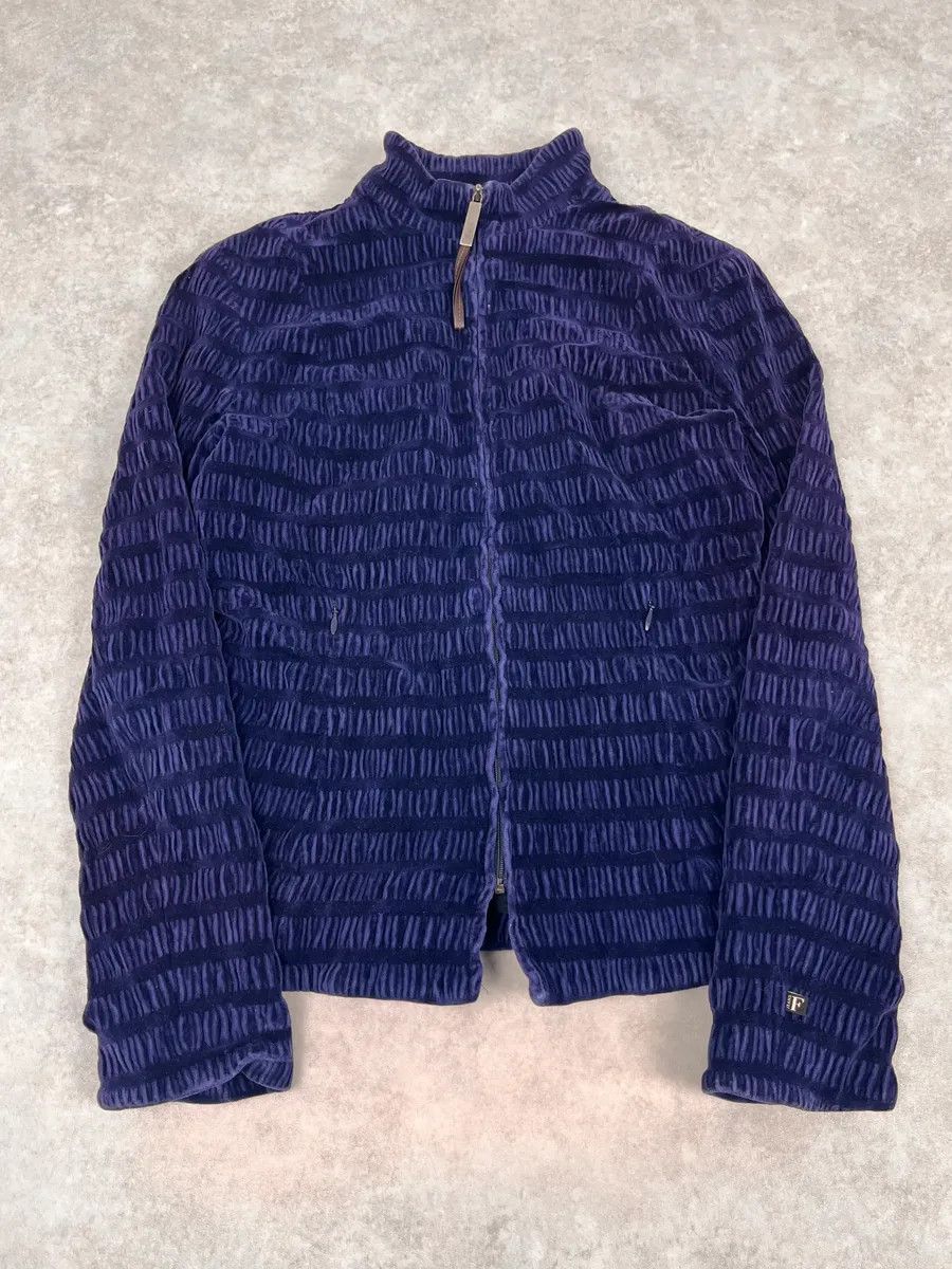 Gianfranco Ferre 1990s Gianfranco Ferré Navy Velvet Zip-up Jacket Size S / US 4 / IT 40 - 4 Thumbnail