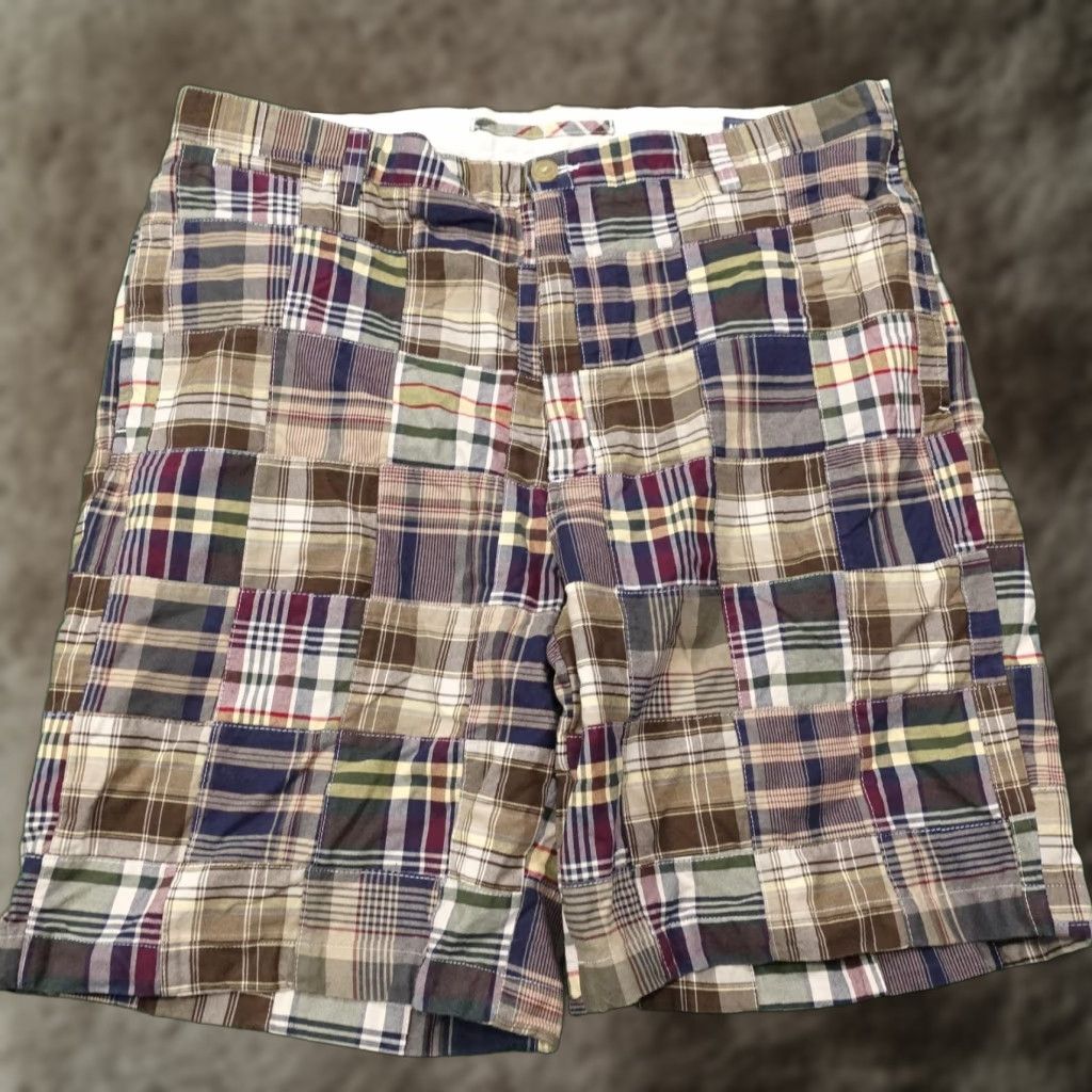 Nautica Nautica Bermuda Shorts Mens 36 Multicolor Plaid Patchwork Relaxed Canvas Pocket Zip Front Button Closure Flat Front Preppy Casual Summer Size US 36 / EU 52 - 1 Thumbnail