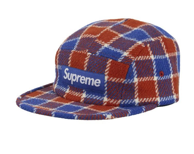 Supreme Harris Tweed Camp Cap Red/Blue