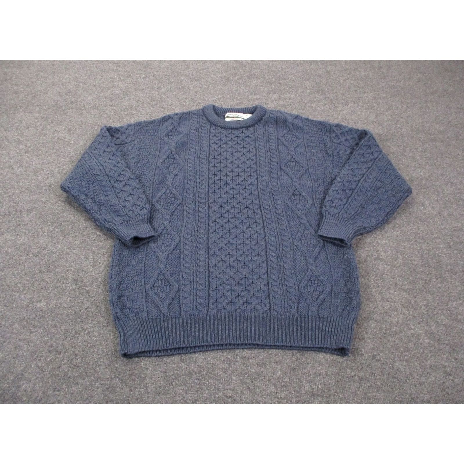 Vintage Aran Crafts Sweater Mens 2XL Blue Wool Cable Knit Fisherman Ireland Chunky Heavy Size US XXL / EU 58 / 5 - 2 Thumbnail