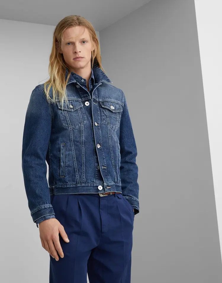 Brunello Cucinelli o1w1db10725 Denim Jacket in Open Blue Size US L / EU 52-54 / 3 - 1 Thumbnail