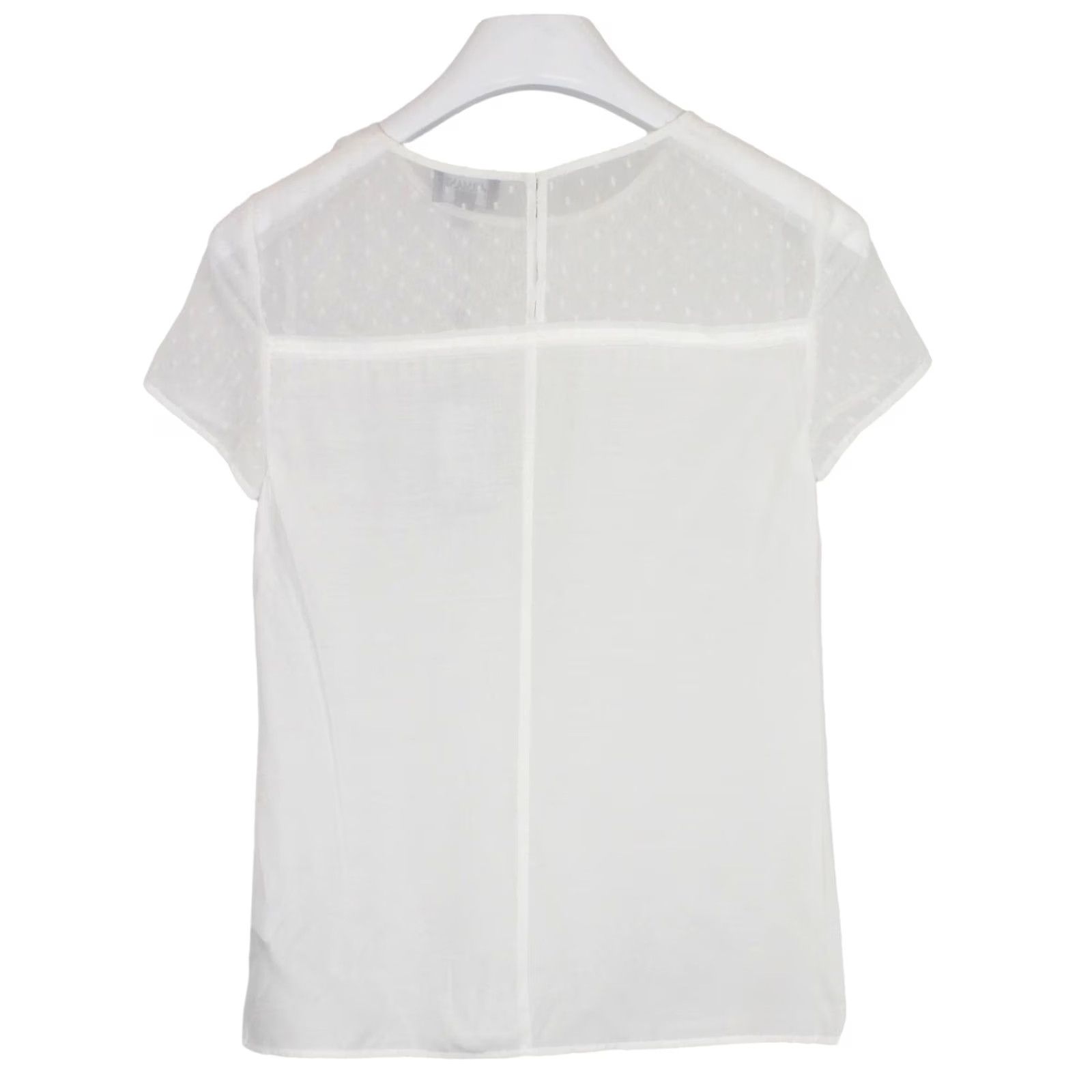 Vintage ARMANI JEANS Blouse Women's EU 38 Short Sleeve Mulberry Silk Blend White Size XS / US 0-2 / IT 36-38 - 2 Thumbnail