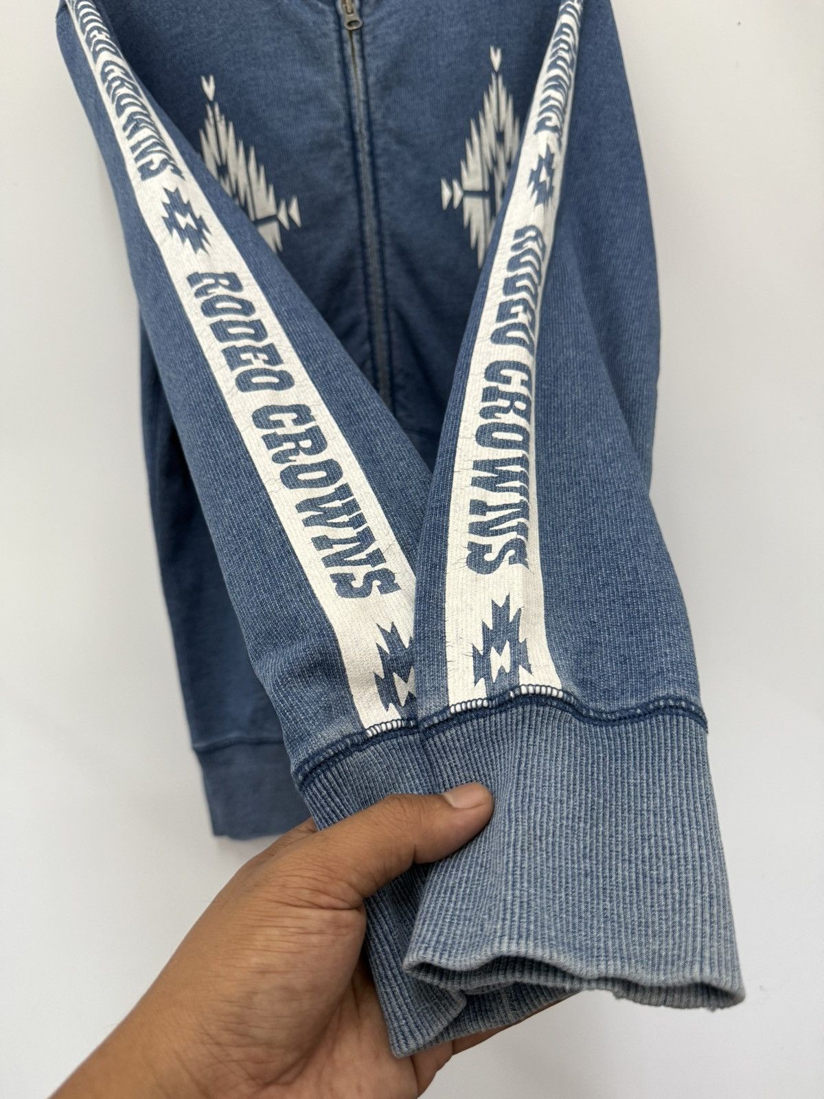 Native 🔥 Rodeo Crown Japan indigo Blue Navajo Sweat Hoodie -L Size L / US 10 / IT 46 - 6 Thumbnail