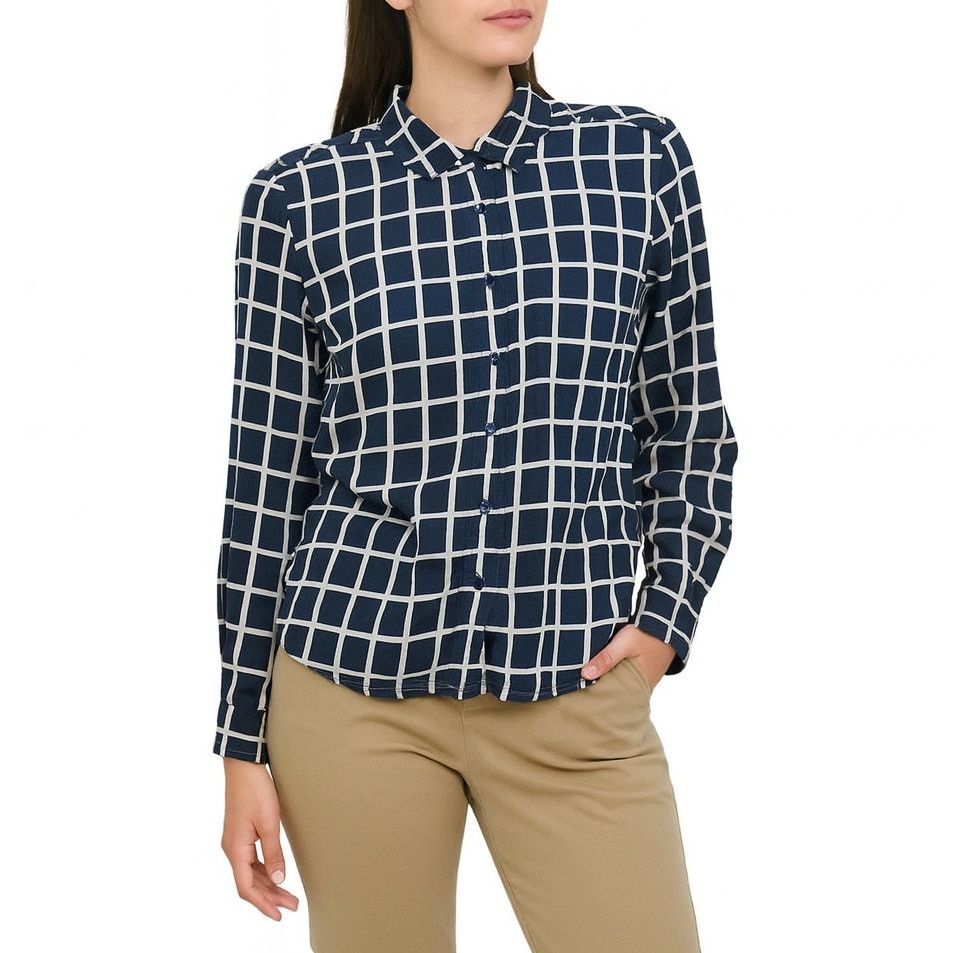 Tommy Hilfiger Tommy Hilfiger Navy Blue Grid Block Button Down Shirt Small Size S / US 4 / IT 40 - 1 Thumbnail