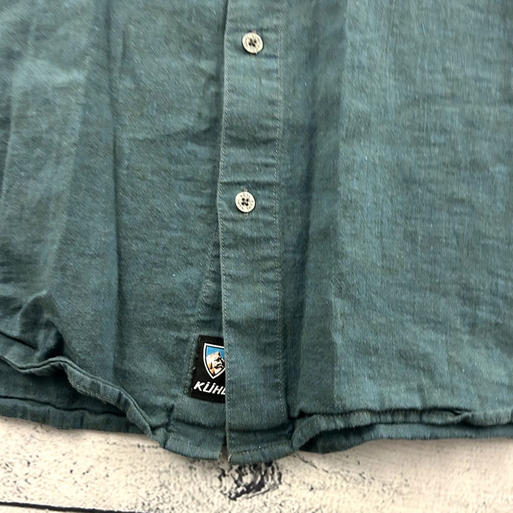 Vintage Kuhl Linen Blend Short Sleeve Button Front Shirt Men's XXL Green Blue Size US XXL / EU 58 / 5 - 3 Thumbnail