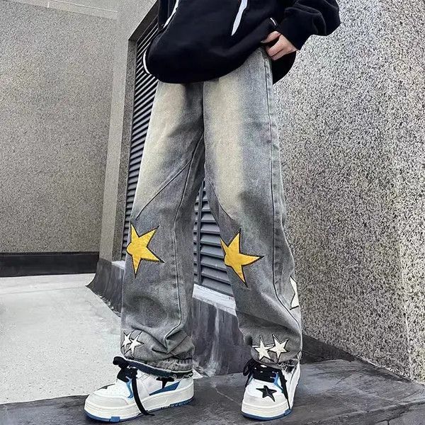 Japanese Brand Kurusu x Kita Retro Street Star Patch Distressed Jeans Size US 31 - 5 Thumbnail