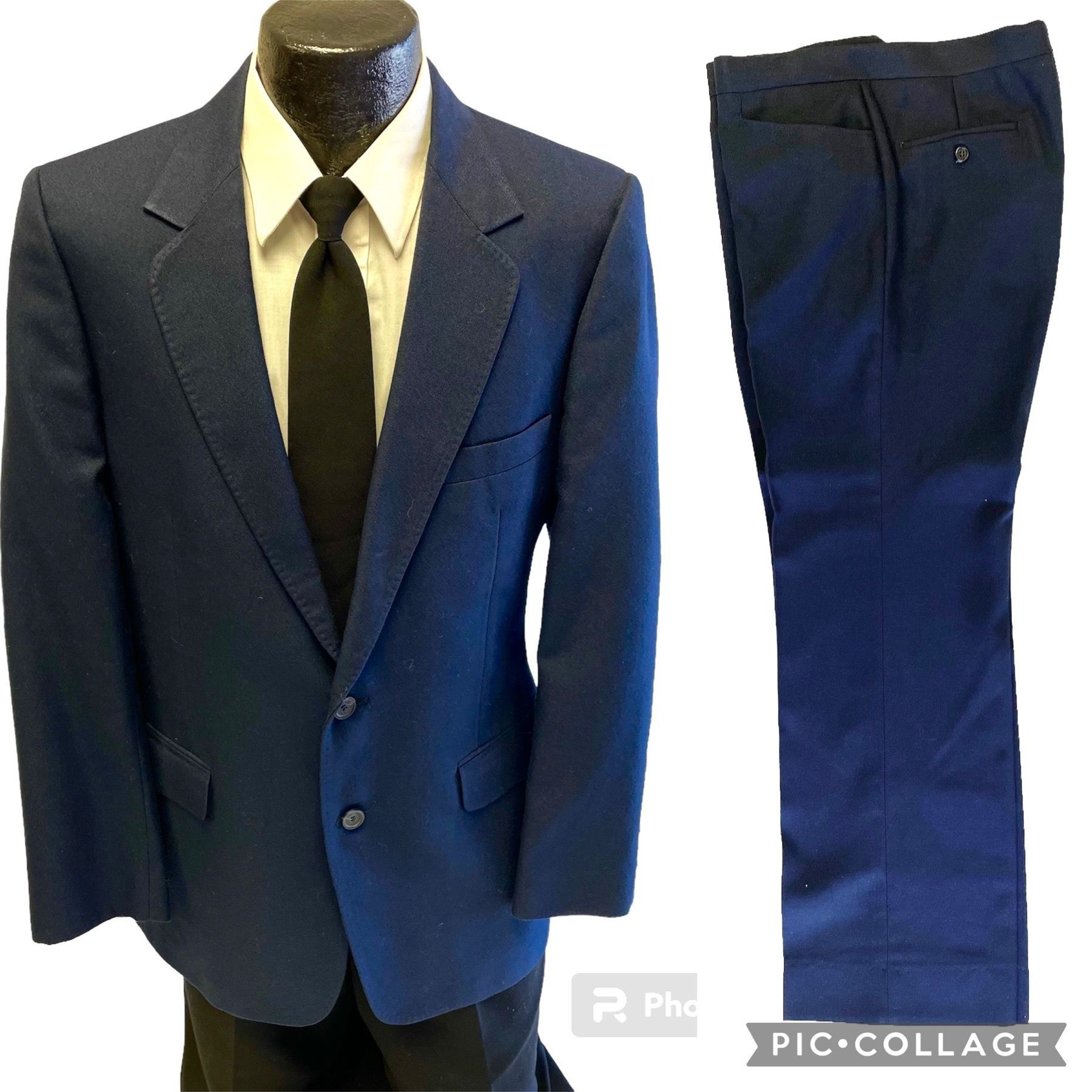 image of Unkwn 2 Pc 60's Ratner Navy Blue Rockabilly Suit 40 R Trousers 33, Men's (Size 40R)
