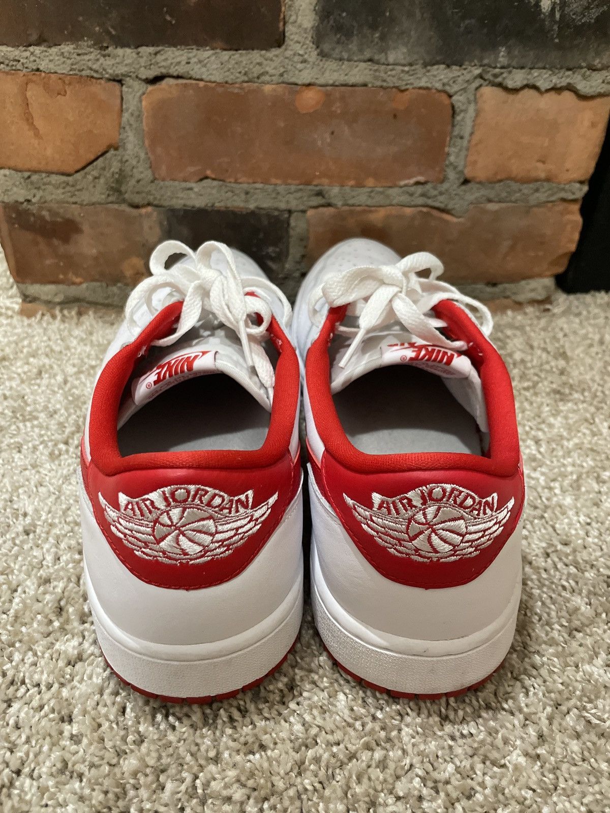 Jordan Brand Jordan 1 Low OG in White and Red Size US 13 / EU 46 - 4 Thumbnail