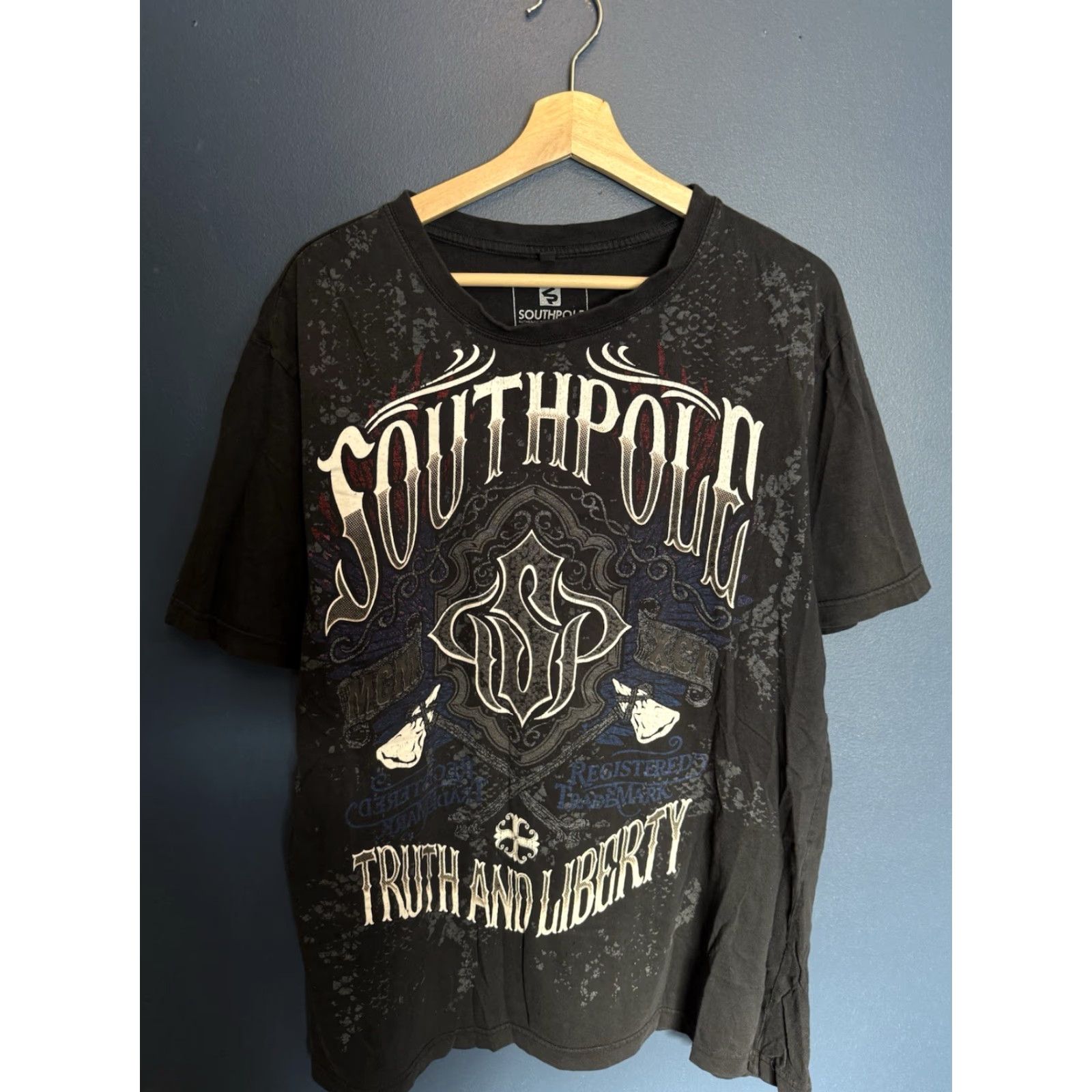 Southpole South Pole T-Shirt Grunge Graphic Tee Shirt Black 2XL Mens Pub Y2K Size US XXL / EU 58 / 5 - 4 Thumbnail