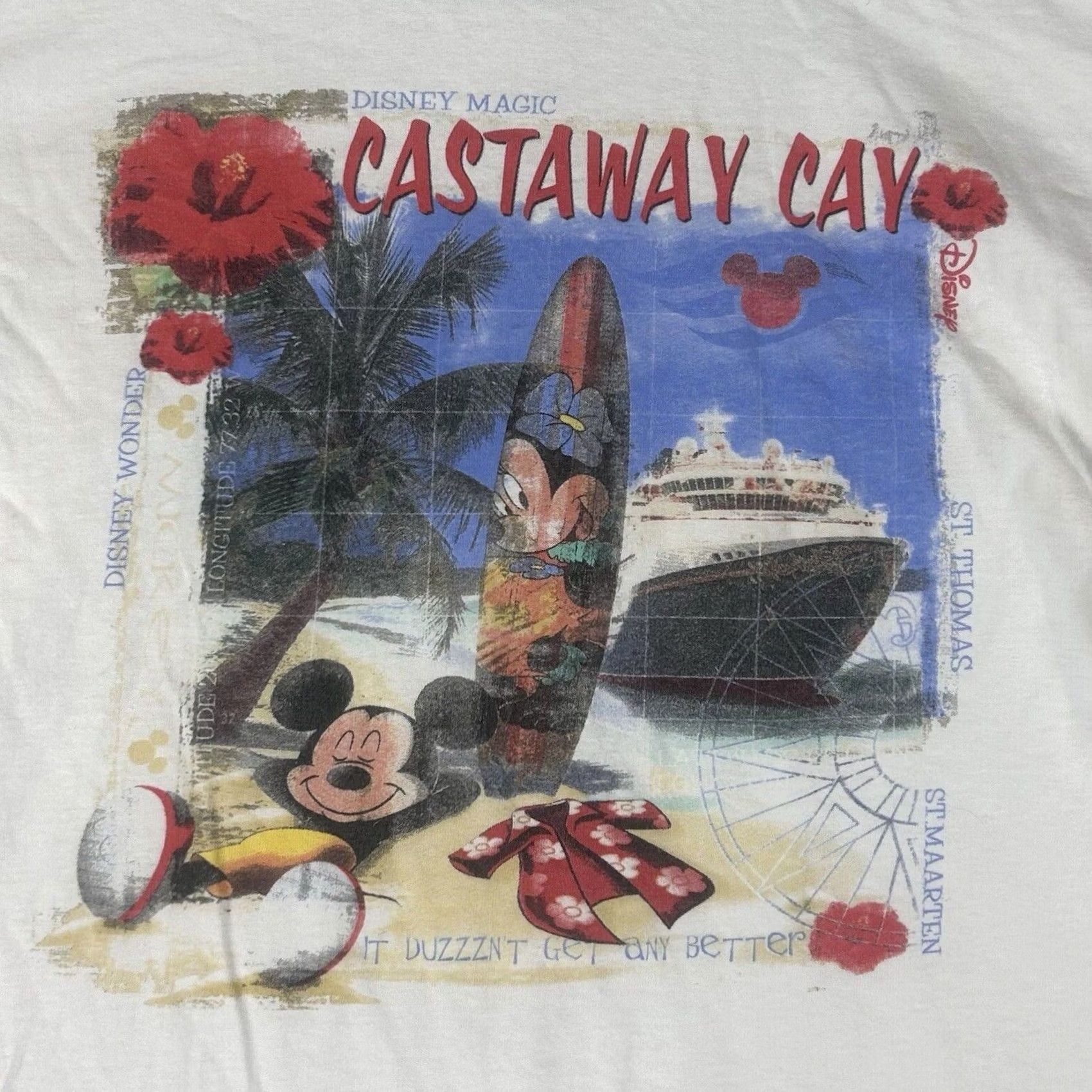 Disney Disney World Cruise Line Castaway Cay Tshirt Medium White Mickey Mouse Shirt Mens M Size US M / EU 48-50 / 2 - 7 Thumbnail