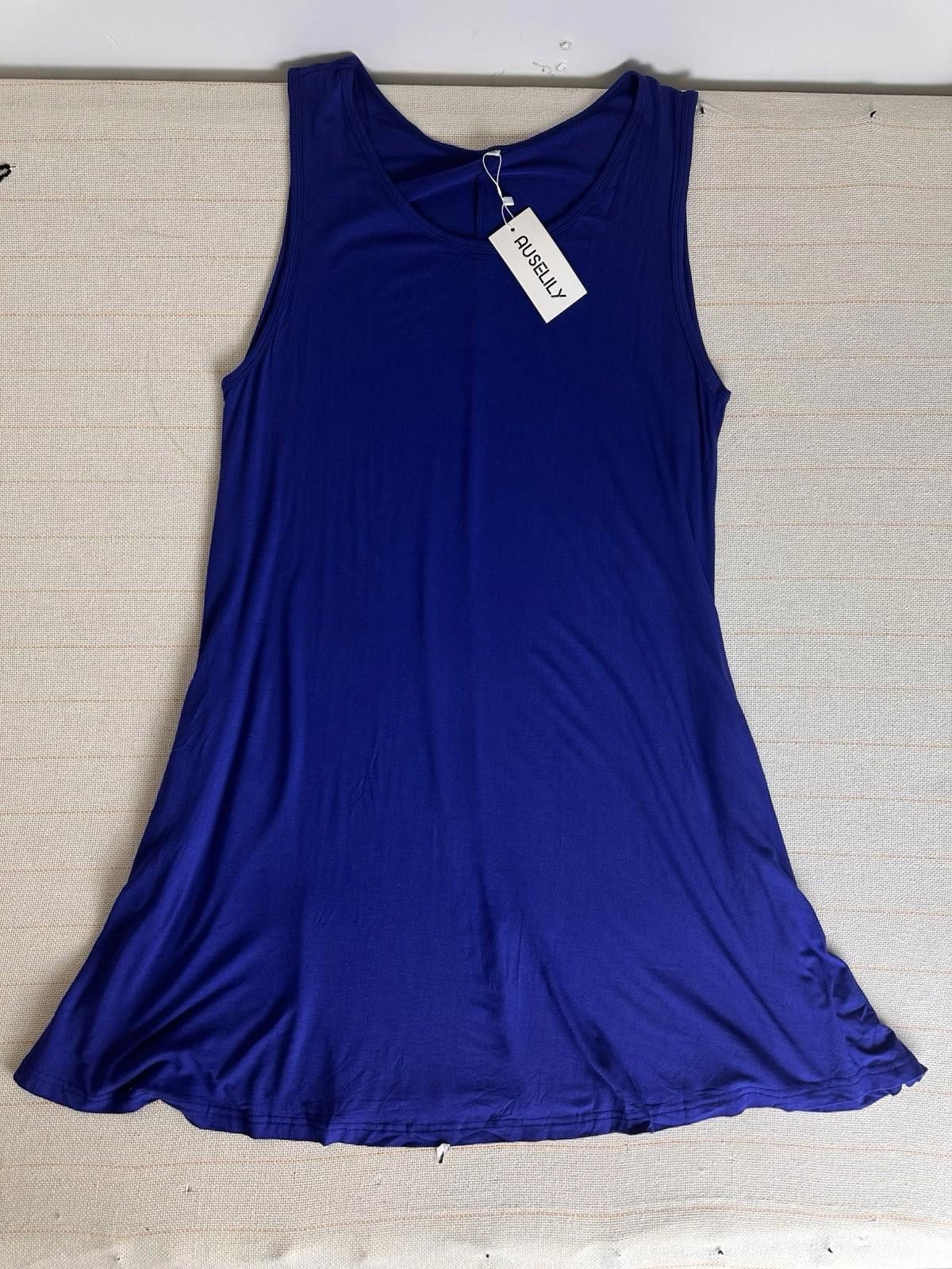 Designer Auselily Women's Sleeveless w Pockets Swing Dress Royal Size XXL / US 16-18 / IT 52-54 - 3 Thumbnail