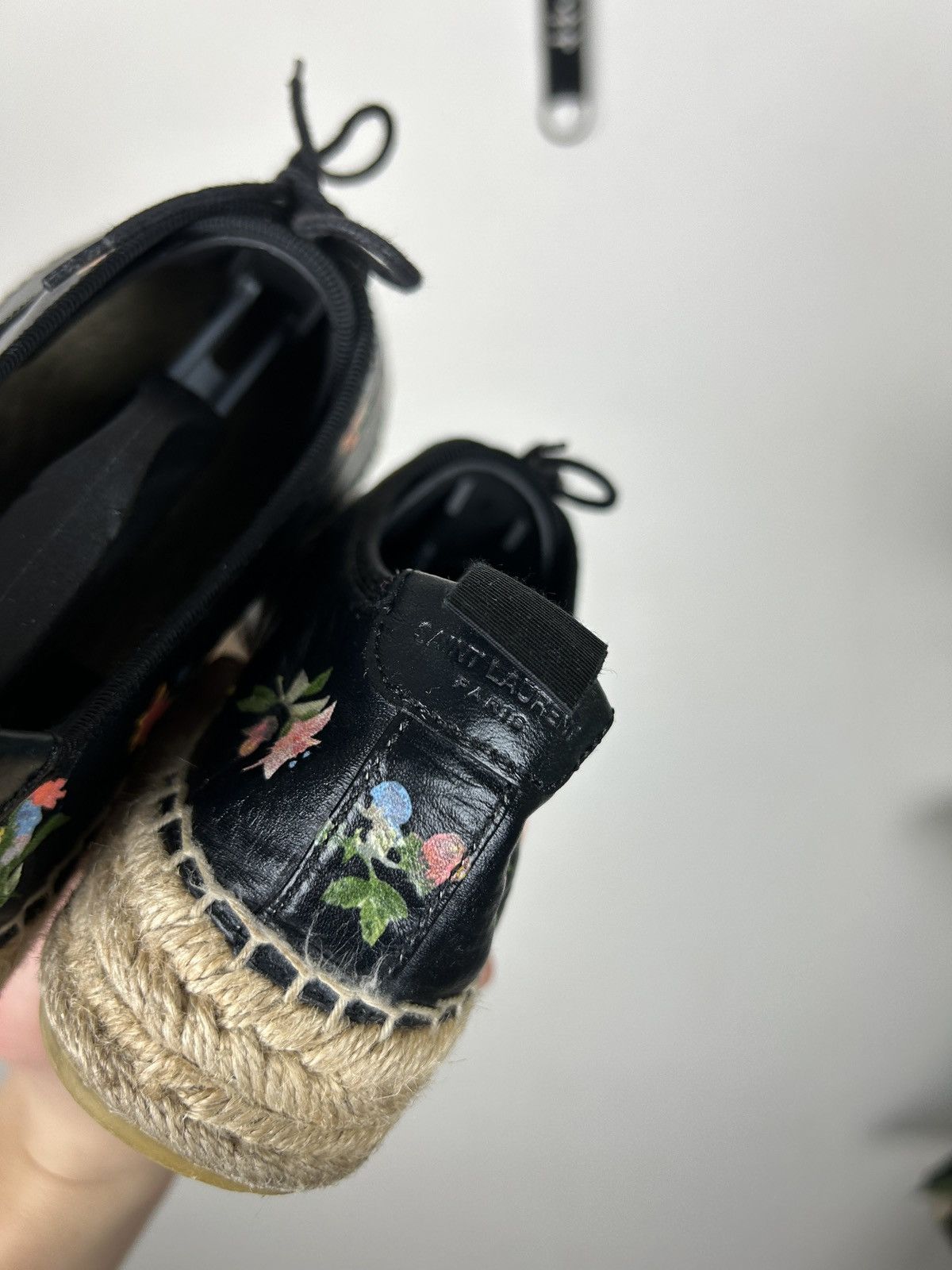 Saint Laurent Paris Saint Laurent Paris Black Floral Leather Oxford Espadrille Size US 9 / IT 39 - 4 Thumbnail