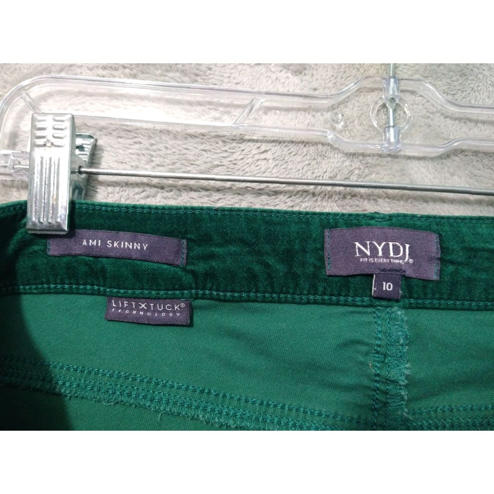 NYDJ NYDJ Jeans Womens 10 Green Brushed Velvet Ami Skinny Lift Tuck Mid Rise Stretch Size 32" / US 10 / IT 46 - 7 Thumbnail
