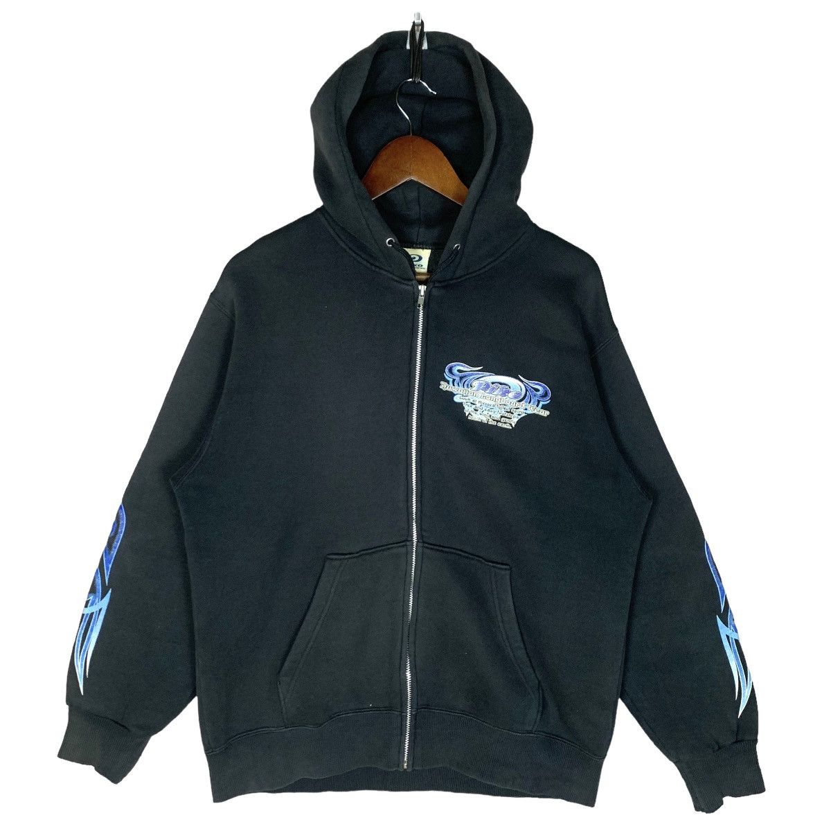 image of Surf Style x Vintage Piko Hawaiian Longboard Wear Zip Hoodie in Black, Men's (Size Small)