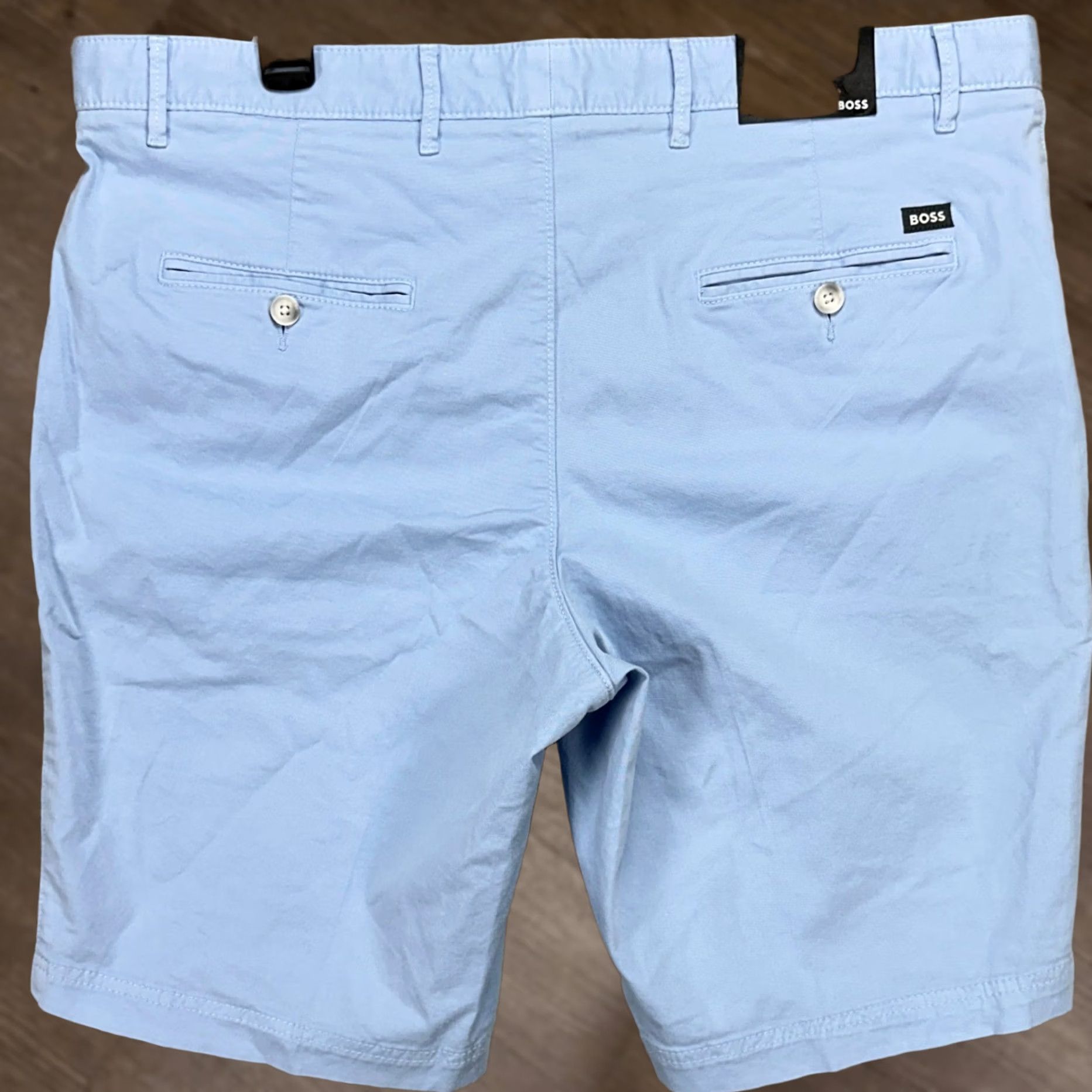 Hugo Boss HUGO BOSS Mens Khakis Shorts 38 Blue Slim Fit Chino Stretch Flat Front Regular Inseam 10in Gym Outdoor Casual Mens Shorts Slim Fit Blue 38 Size US 38 / EU 54 - 1 Thumbnail
