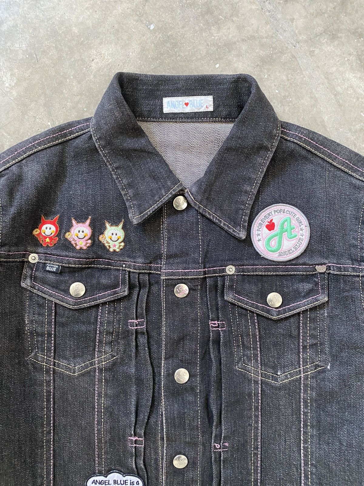 Angel Blue 2000s Angel Blue - Iconic Cute Girls Mascots Denim Jacket Size L / US 10 / IT 46 - 2 Thumbnail