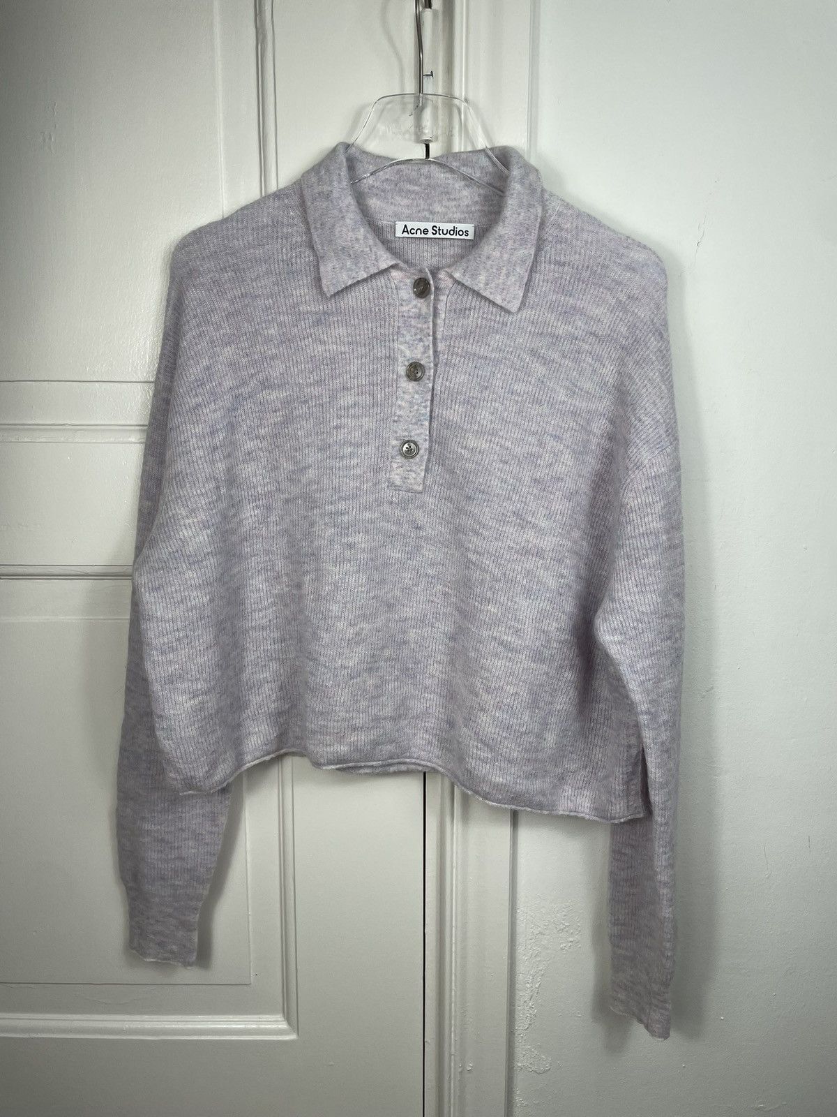 Acne Studios × Designer *GRAIL* Acne Studios cropped knit lilac sweater top mohair Size M / US 6-8 / IT 42-44 - 1 Thumbnail