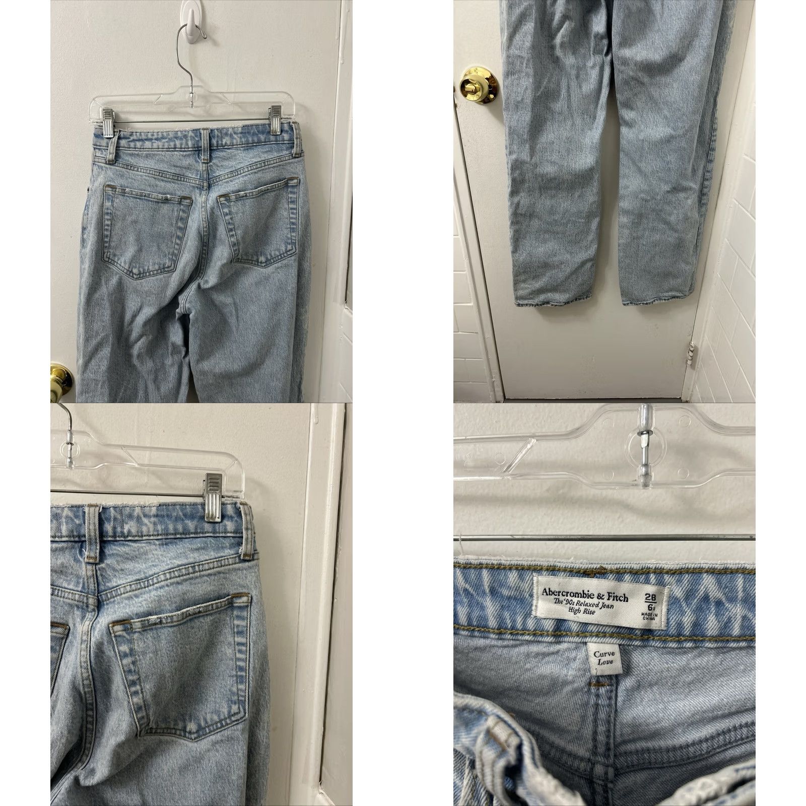 Abercrombie & Fitch Abercrombie & Fitch Jeans Womens 28x30 Light Wash 90s Relaxed Jean High Rise Straight 5-Pocket Distressed Size 28" / US 6 / IT 42 - 8 Thumbnail