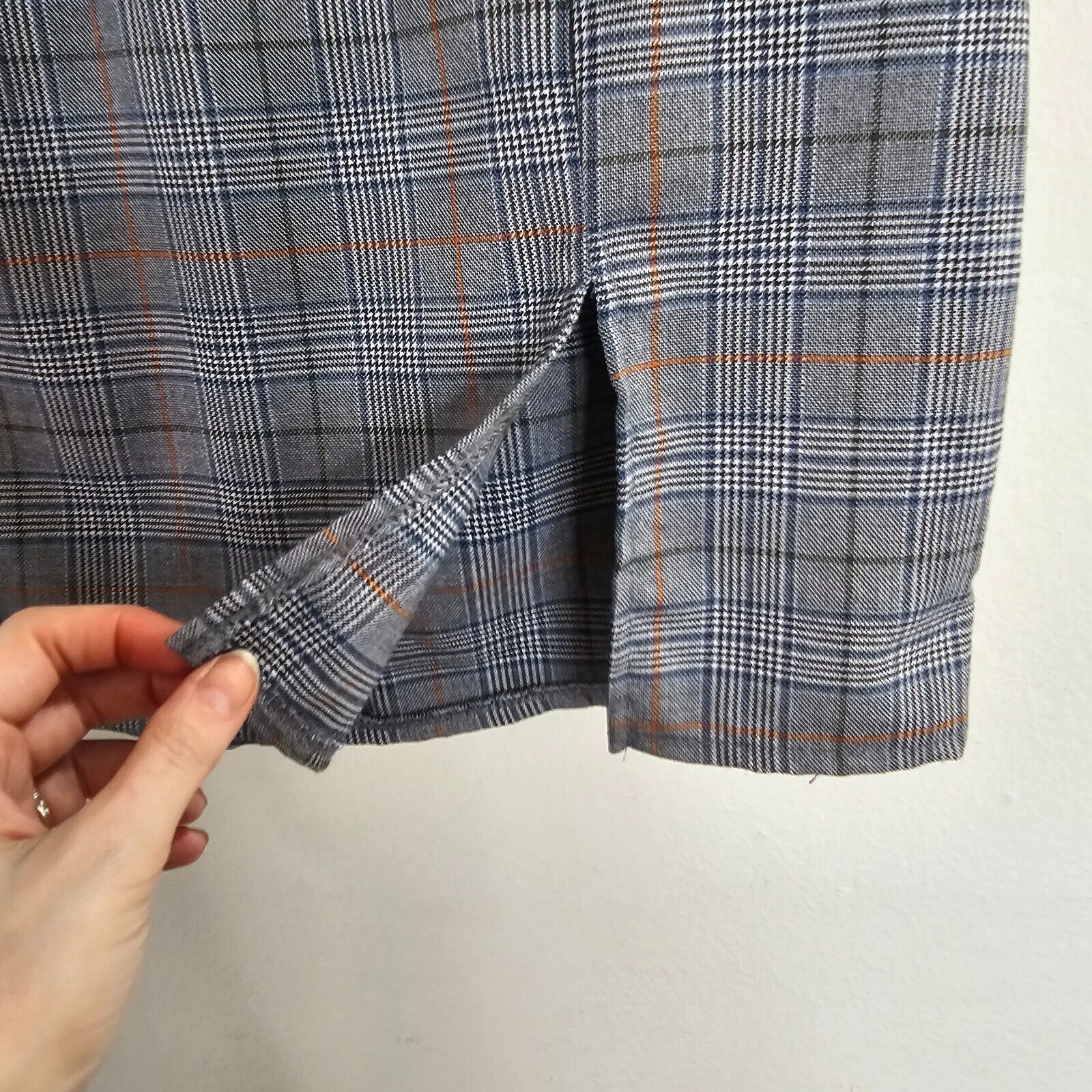 Other NWT Windsor Gray Plaid High Waist Side Slit Mini Skirt S Size 27" / US 4 / IT 40 - 2 Thumbnail