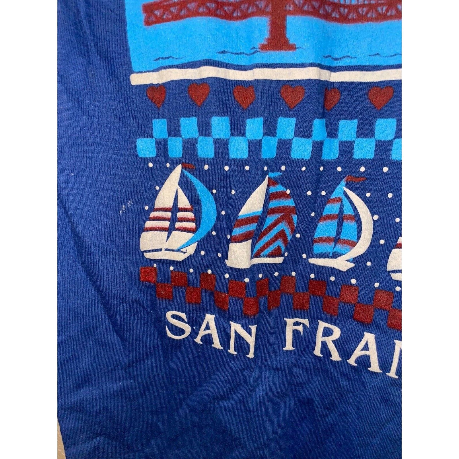 Other Vintage San Francisco Shirt Bridge Boat City Blue Tee 80s M Size US M / EU 48-50 / 2 - 4 Thumbnail