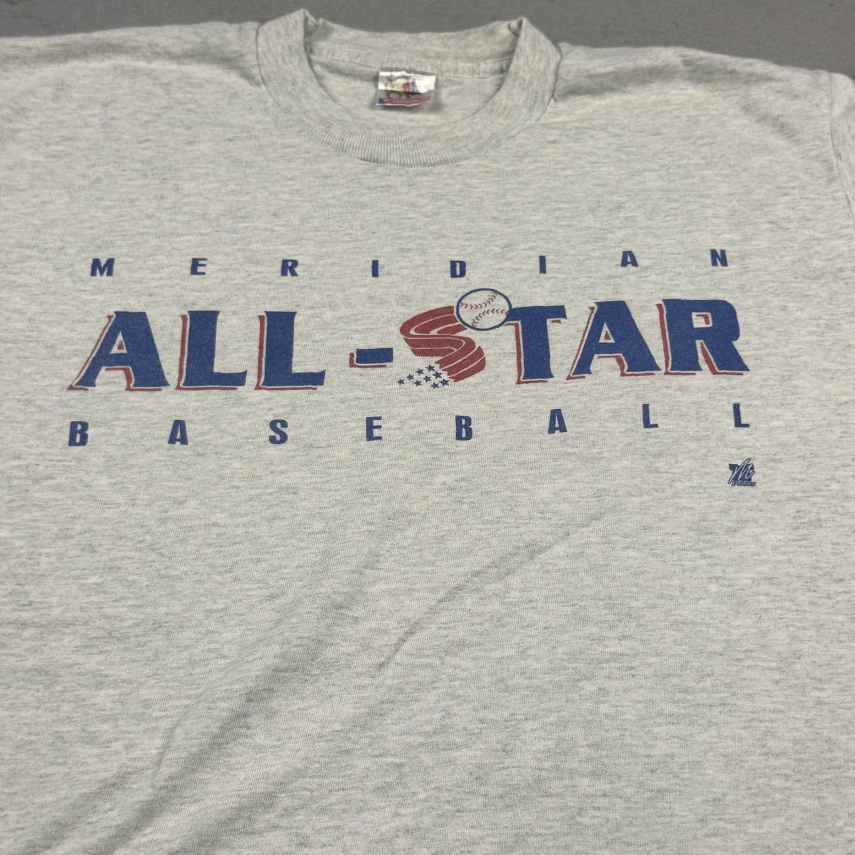 Fruit Of The Loom VINTAGE Meridian All-Star Baseball Shirt Mens Large Heather Gray Made in USA 90s Size US XL / EU 56 / 4 - 3 Thumbnail