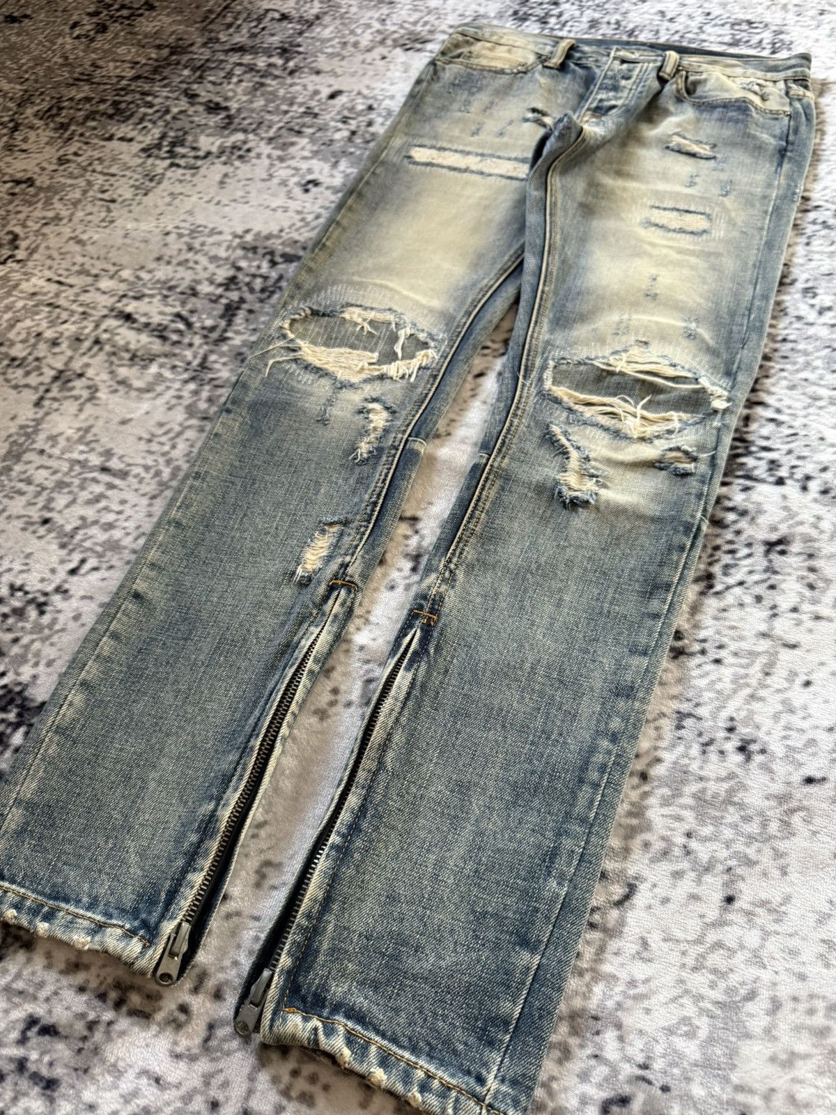 Japanese Brand Mnml Boro Distressed Repaired Skinny Jeans Size US 30 / EU 46 - 19 Thumbnail