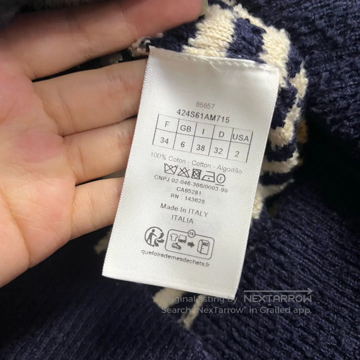 Dior Dior Striped printed V-neck casual long-sleeved knit sweat Size XS / US 0-2 / IT 36-38 - 4 Thumbnail