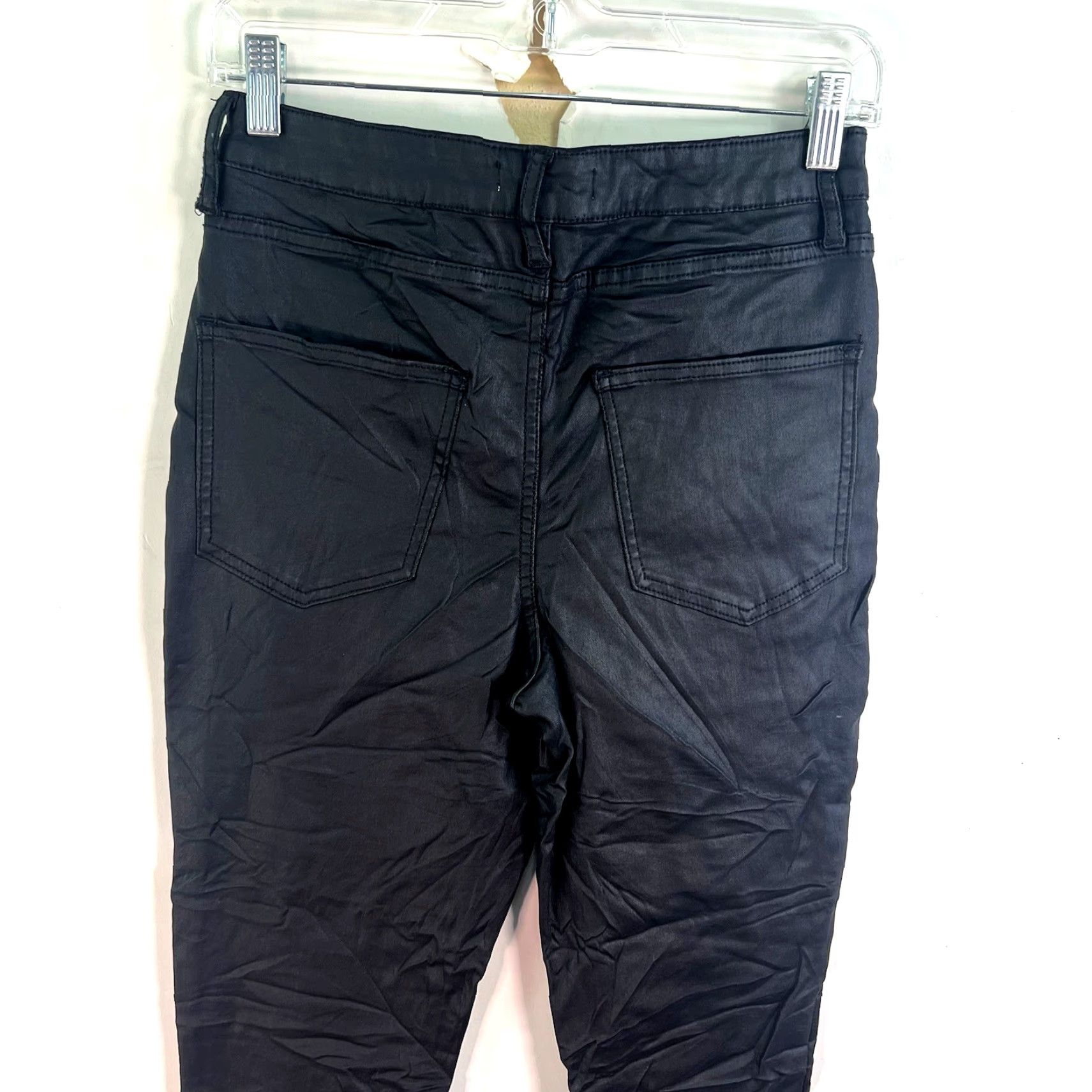 Vintage 12th Tribe Nixon Coated Skinny Pants Womens Size 29 Black Faux Leather Ankle Comfort Biker Casual Size 29" - 6 Thumbnail