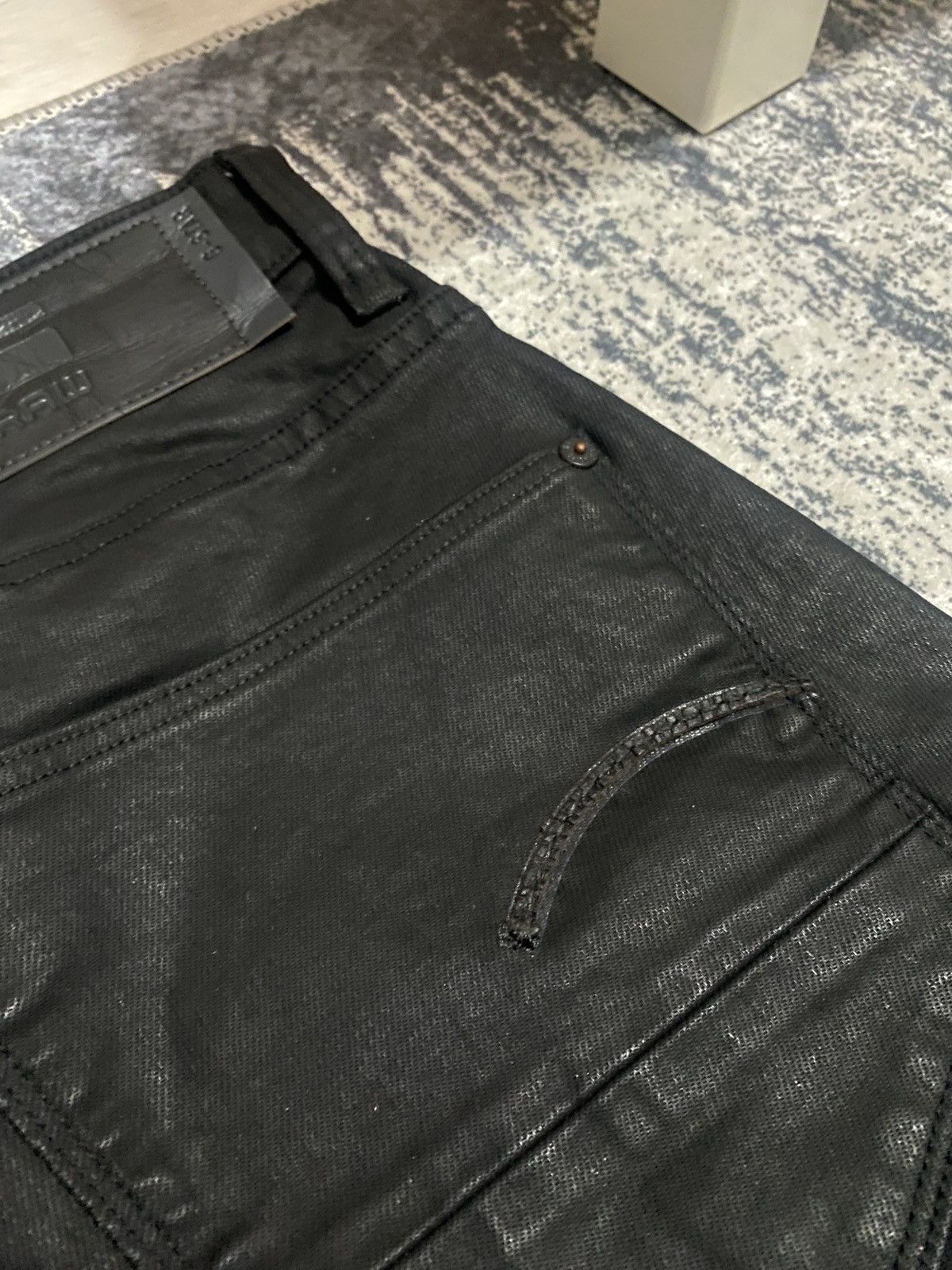 G-Star Revend Skinny Waxed Black with leather rings Size US 32 / EU 48 - 11 Thumbnail