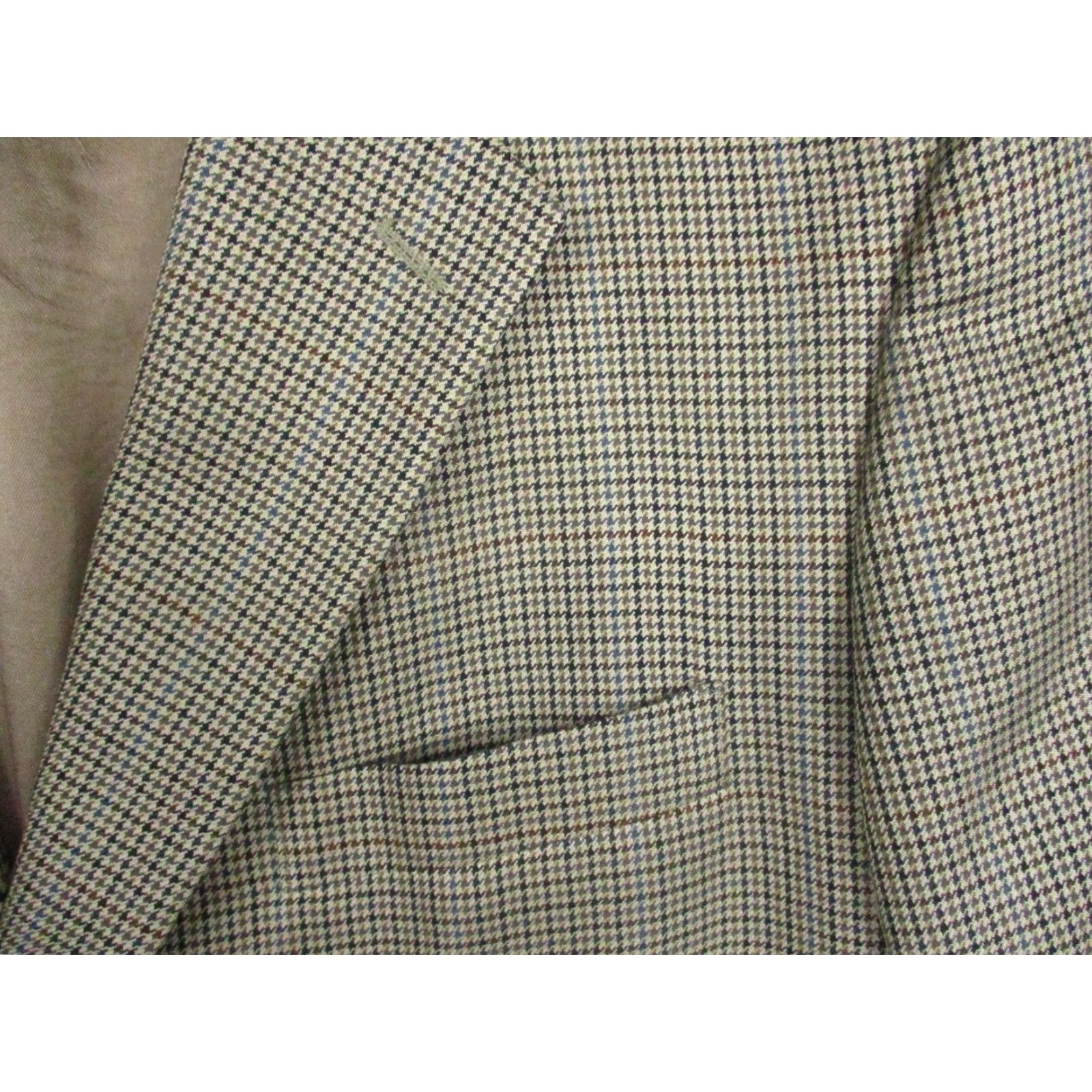 Brooks Brothers VINTAGE Brooks Brothers 346 Sport Coat Mens 43 Regular Houndstooth Beige Silk Wool Two-Button Notch Lapel Business Casual Wedding Jacket Size US XS / EU 42 / 0 - 2 Thumbnail