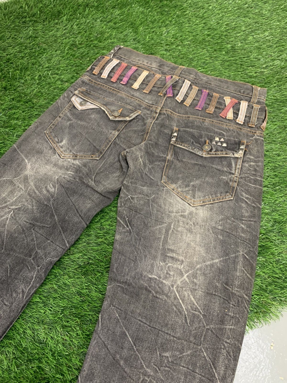 Vintage NYLAUS Double Waist Clawmark Distressed Faded Jean Size US 30 / EU 46 - 7 Thumbnail