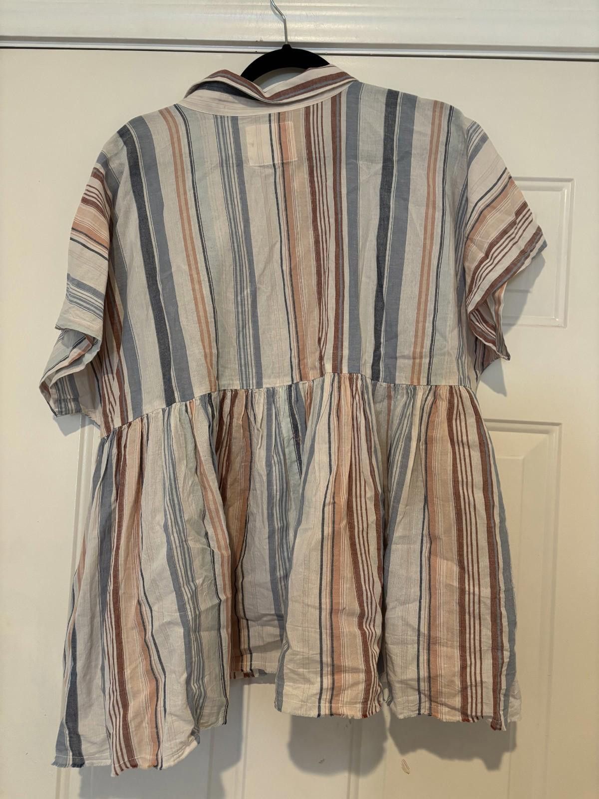 Lucky Brand Women's Lucky Brand peasant striped blouse sz XL #595 Size XL / US 12-14 / IT 48-50 - 2 Thumbnail