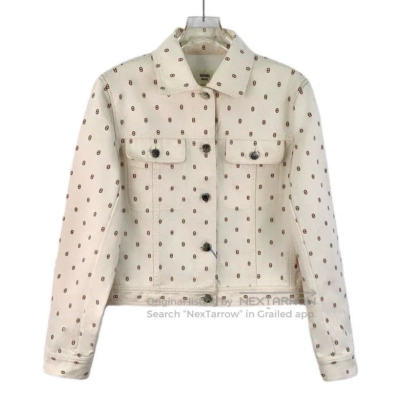 Hermes Hermes White Pig Nose Printed Cotton Lapel Single Breasted Size S / US 4 / IT 40 - 1 Thumbnail