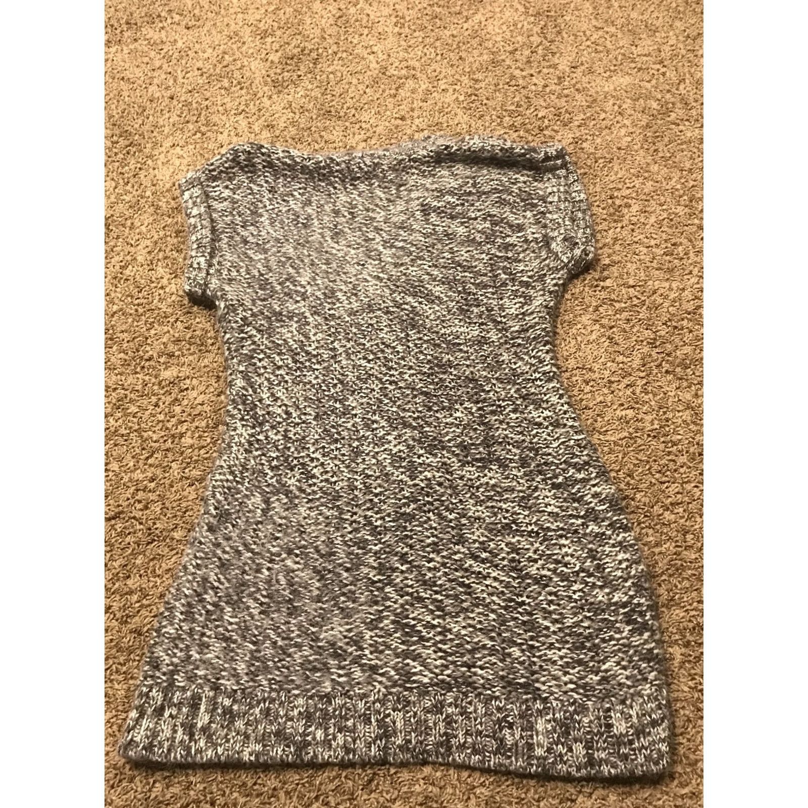 Express Express Cardigan Sweater Womens Crochet Wool Blend Gray B20 L Sleeveless V-Neck Cap Sleeve Pockets Size L / US 10 / IT 46 - 4 Thumbnail