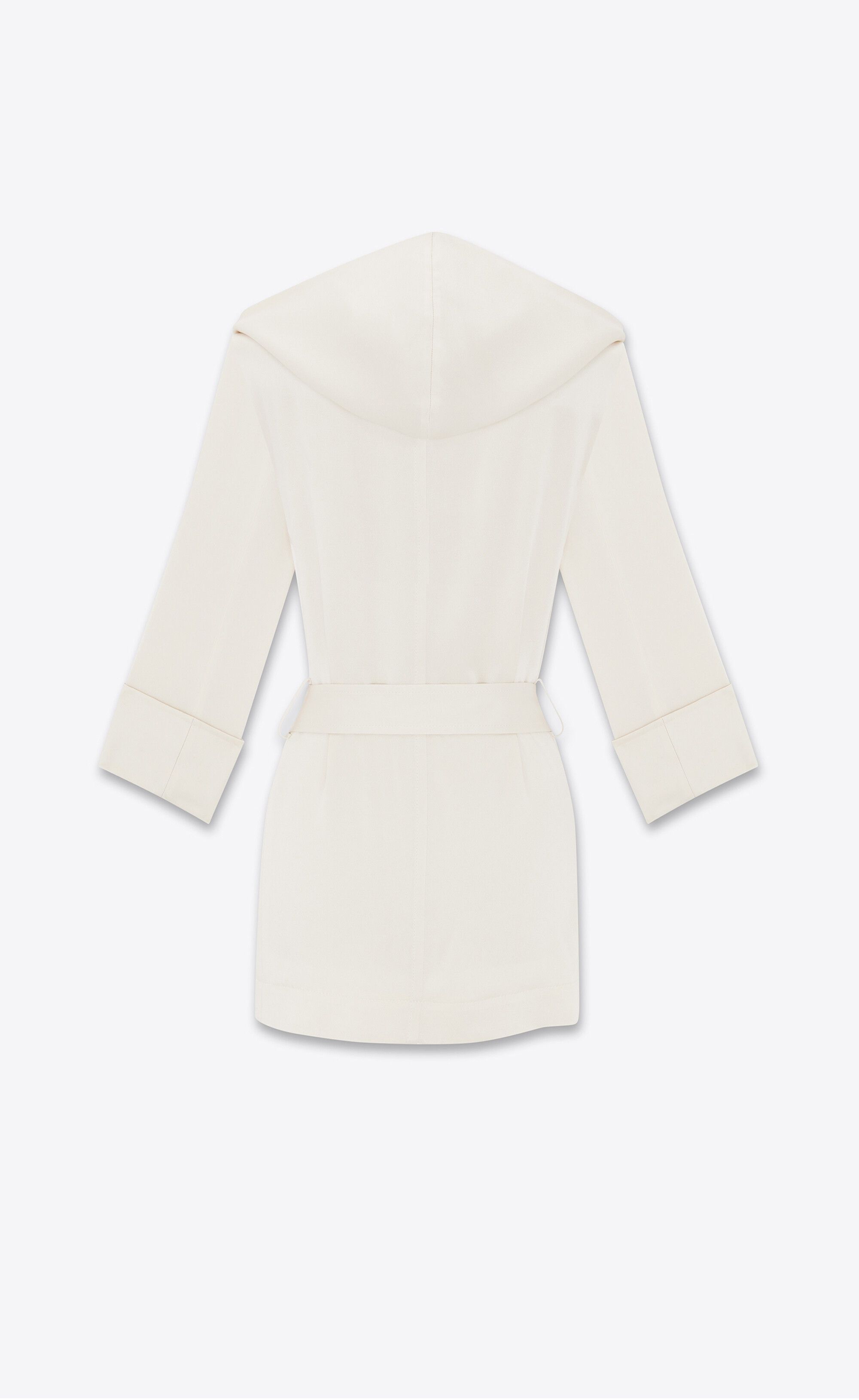 Saint Laurent Paris o1s1wg110125 741276 Hooded Jacket in Crepe Satin in White Size S / US 4 / IT 40 - 5 Thumbnail