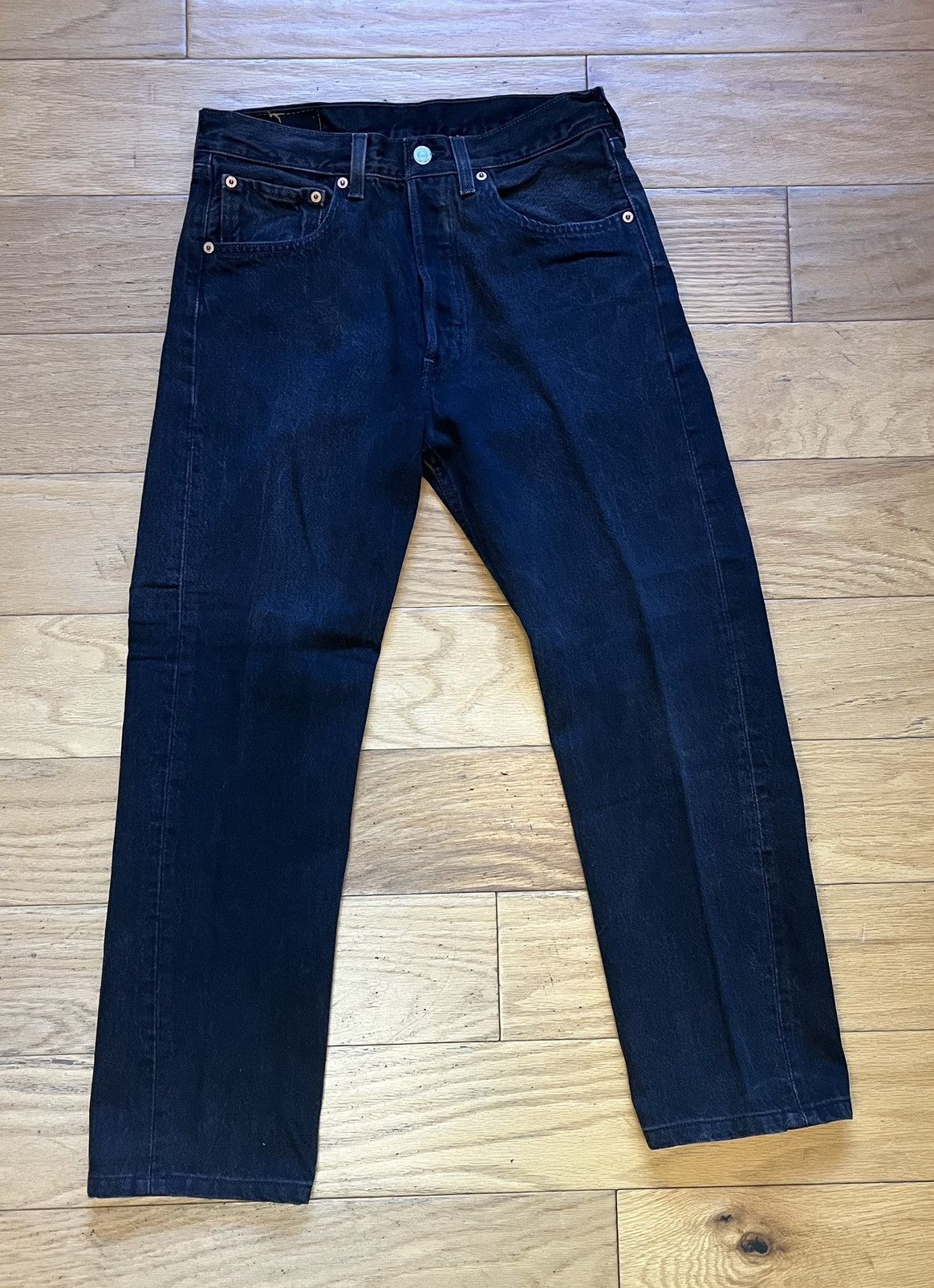 Levi's Vintage Clothing Vintage Black Levi’s 501’s Denim Jeans Batwing Made In USA Size US 29 - 1 Thumbnail