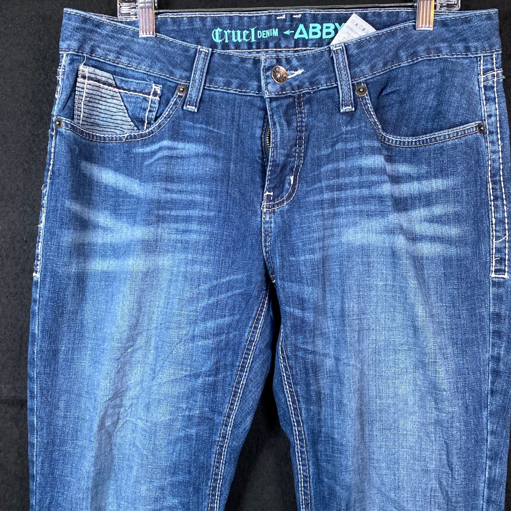 Denime VINTAGE Cruel Denim Womens Jeans Blue Abby Embroidered Pocket Stretch 31/11R Size 32" / US 10 / IT 46 - 2 Thumbnail