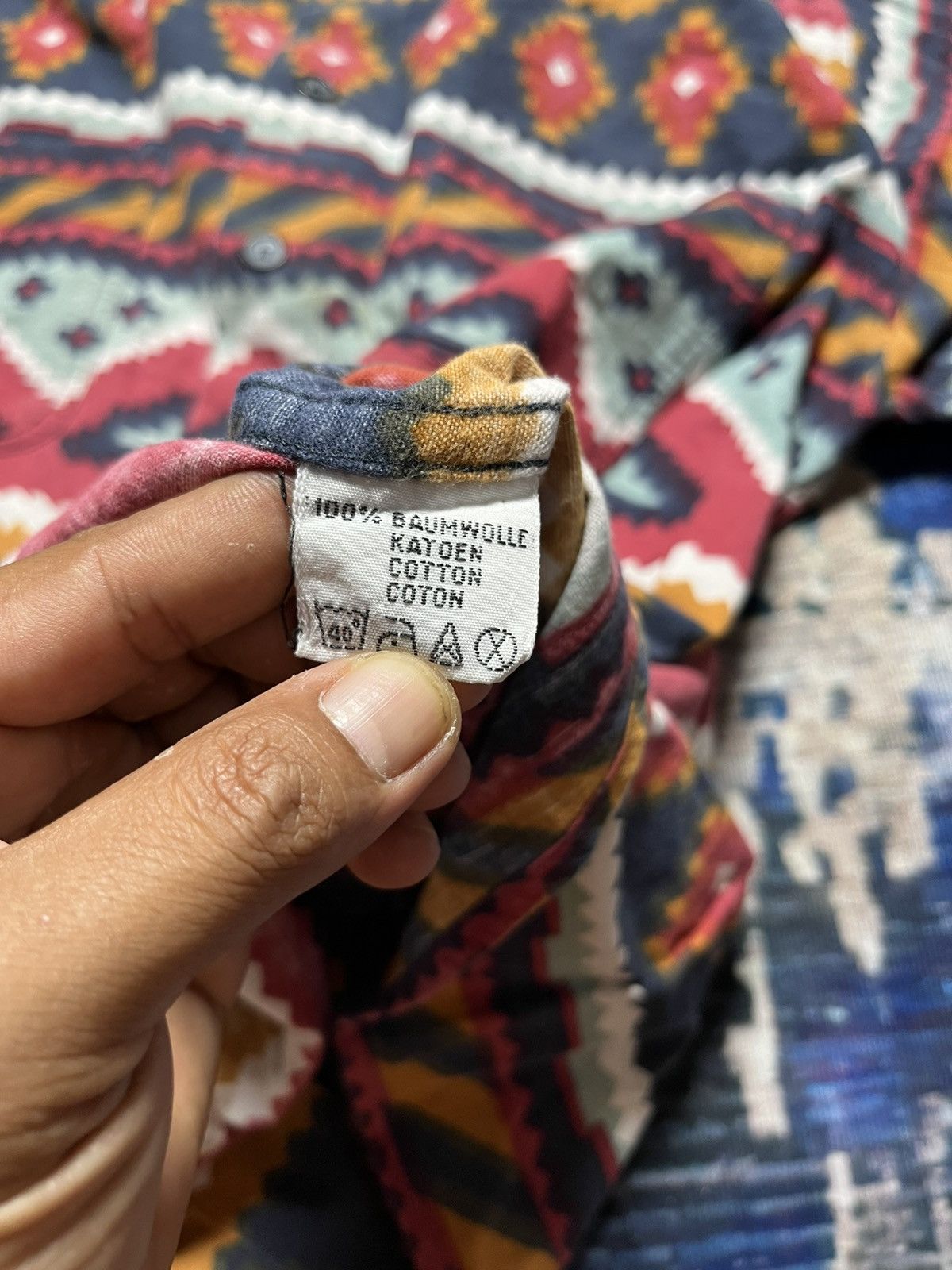 Vintage Native Navajo Shirt Button Up Long Sleeve 90s