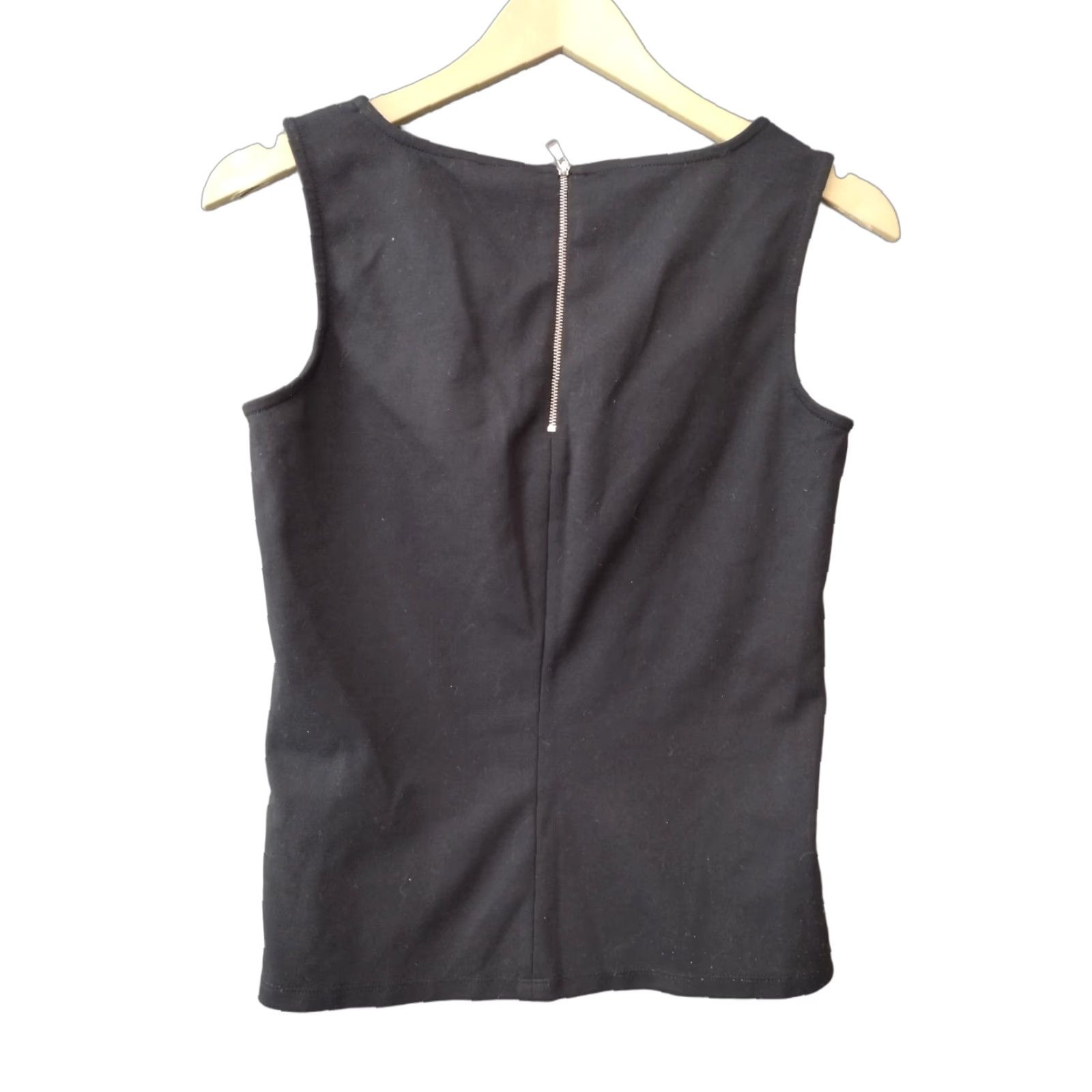 Ann Taylor Ann Taylor Women's Tank XS Black Cowl Neck Sleeveless Top with Zipper, Regular Fit, Blended Fabric, All Seasons, 90s Theme, Casual, White? Size XS / US 0-2 / IT 36-38 - 1 Thumbnail