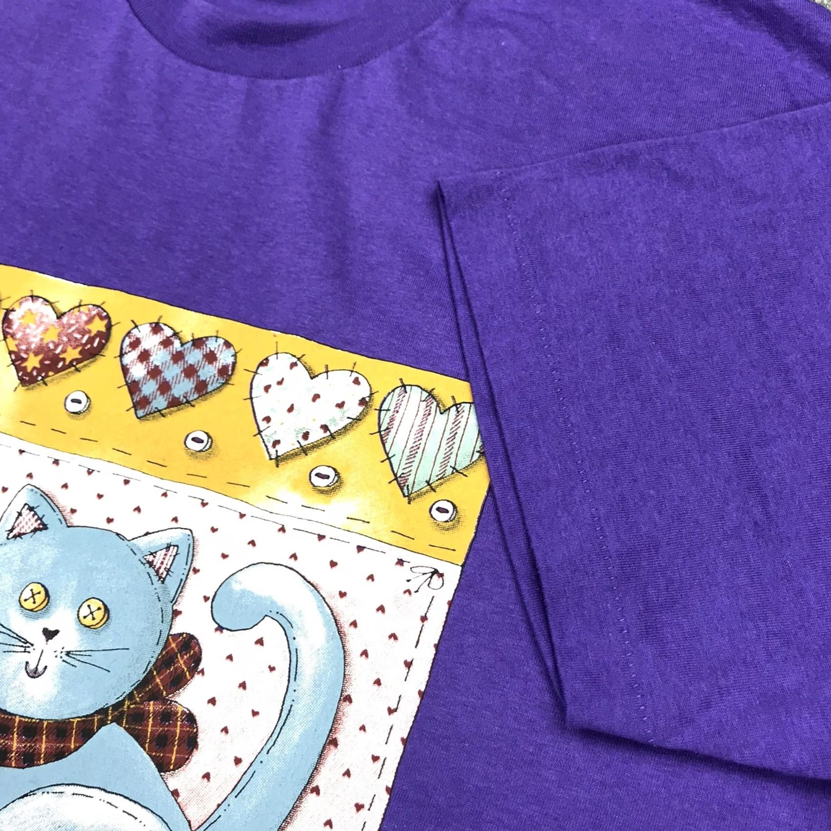 Hanes VINTAGE Hanes I Love Cats T-Shirt Purple Graphic Tee Short Sleeve Crew Neck L Women 90s Size L / US 10 / IT 46 - 4 Thumbnail