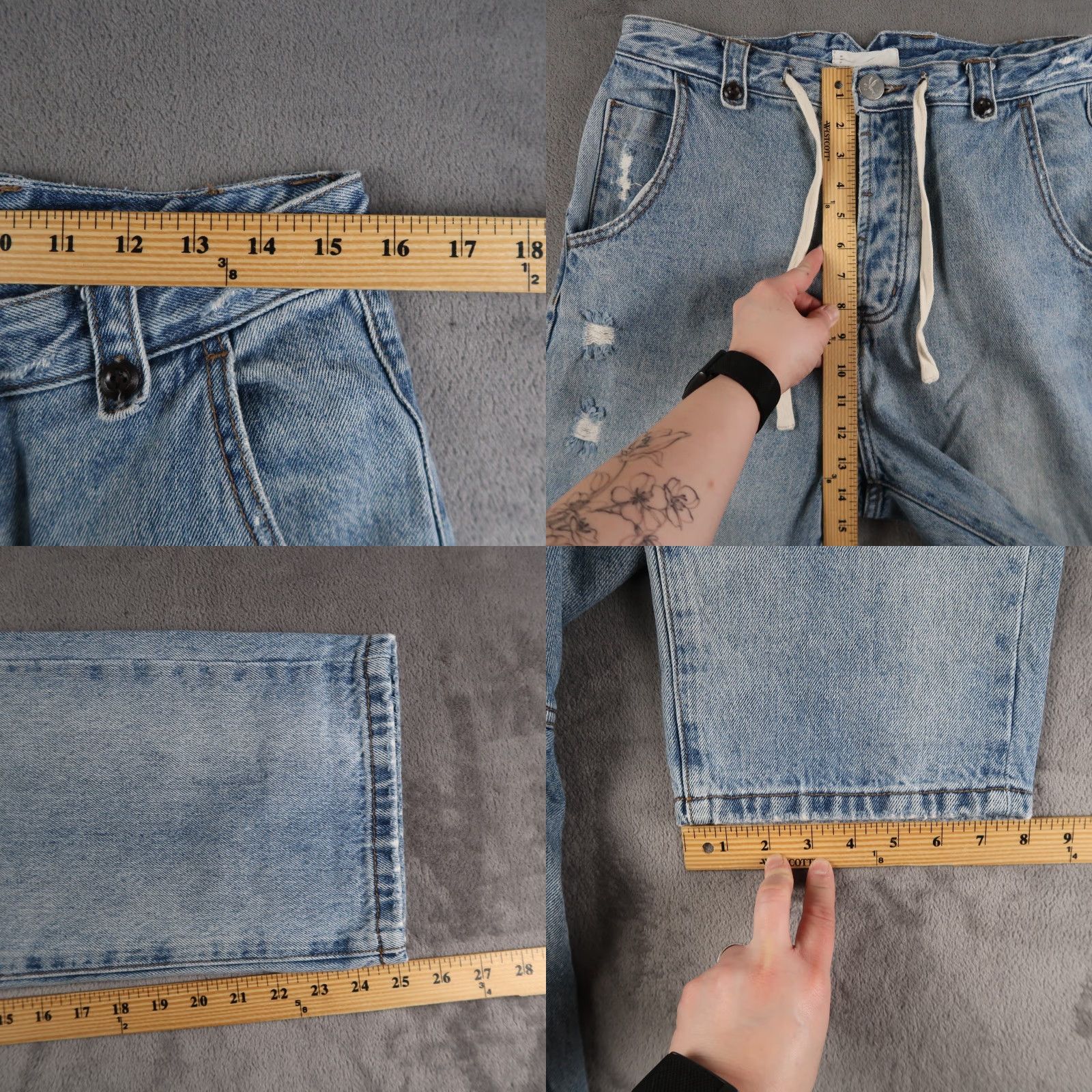 Vintage One Teaspoon Blue Workwear Boyfriend Jeans Size 29 Drawstring Womens Size 29" - 8 Thumbnail